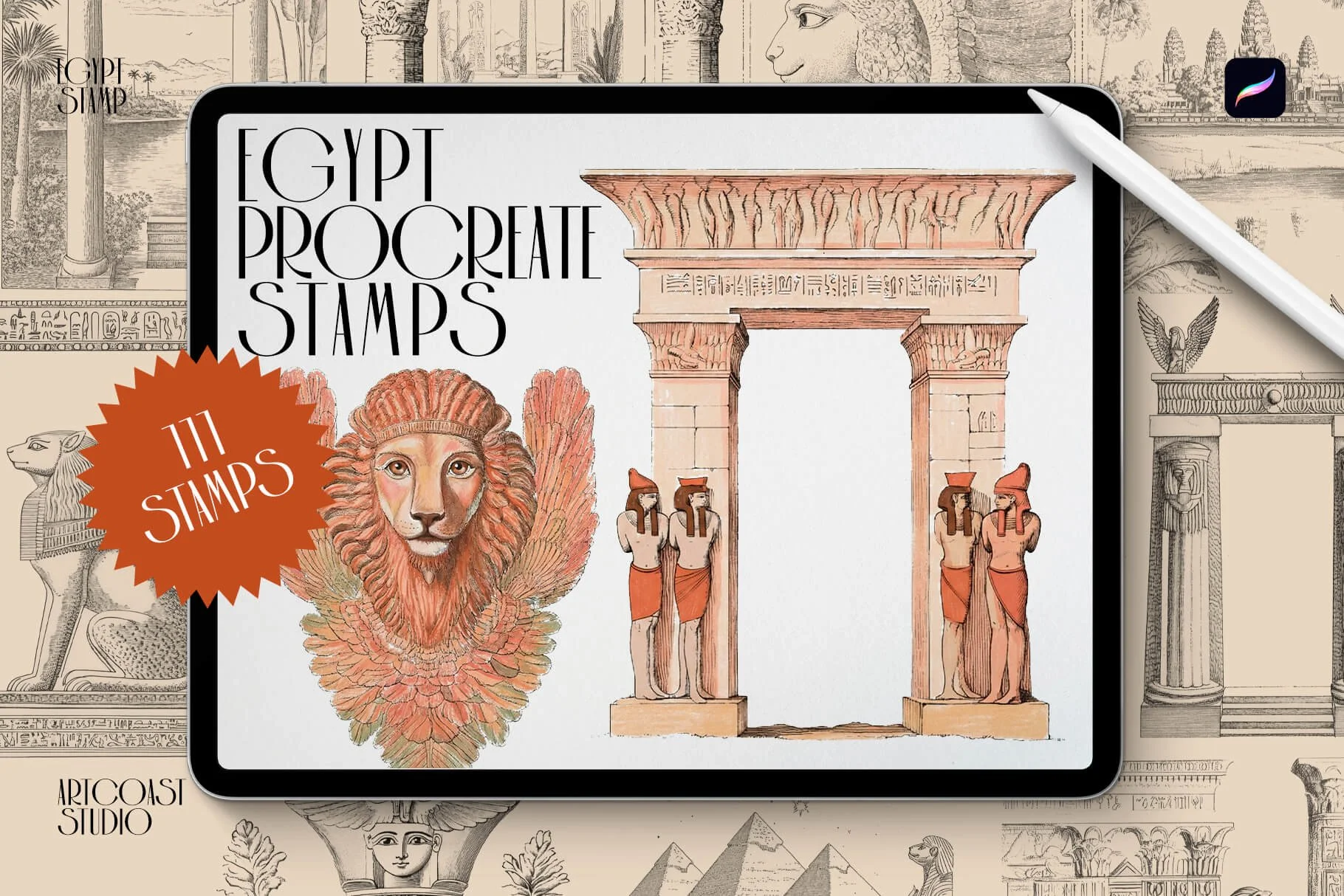 Egypt Procreate Stamps — 111 Fine Line Brushes