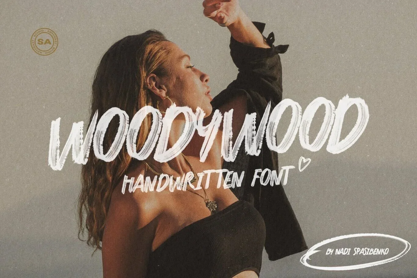Woody Wood — Rustic SVG Brush Font & Hand-Drawn Extras