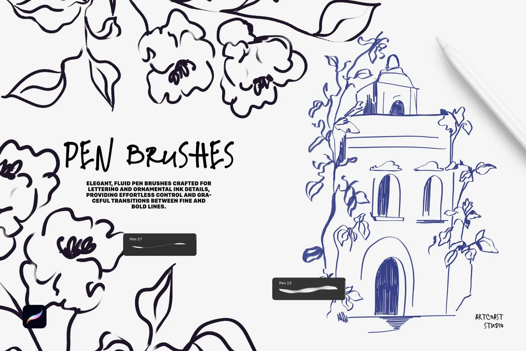 Pen Brushes for Procreate — Real Ink Feel for Digital Artists