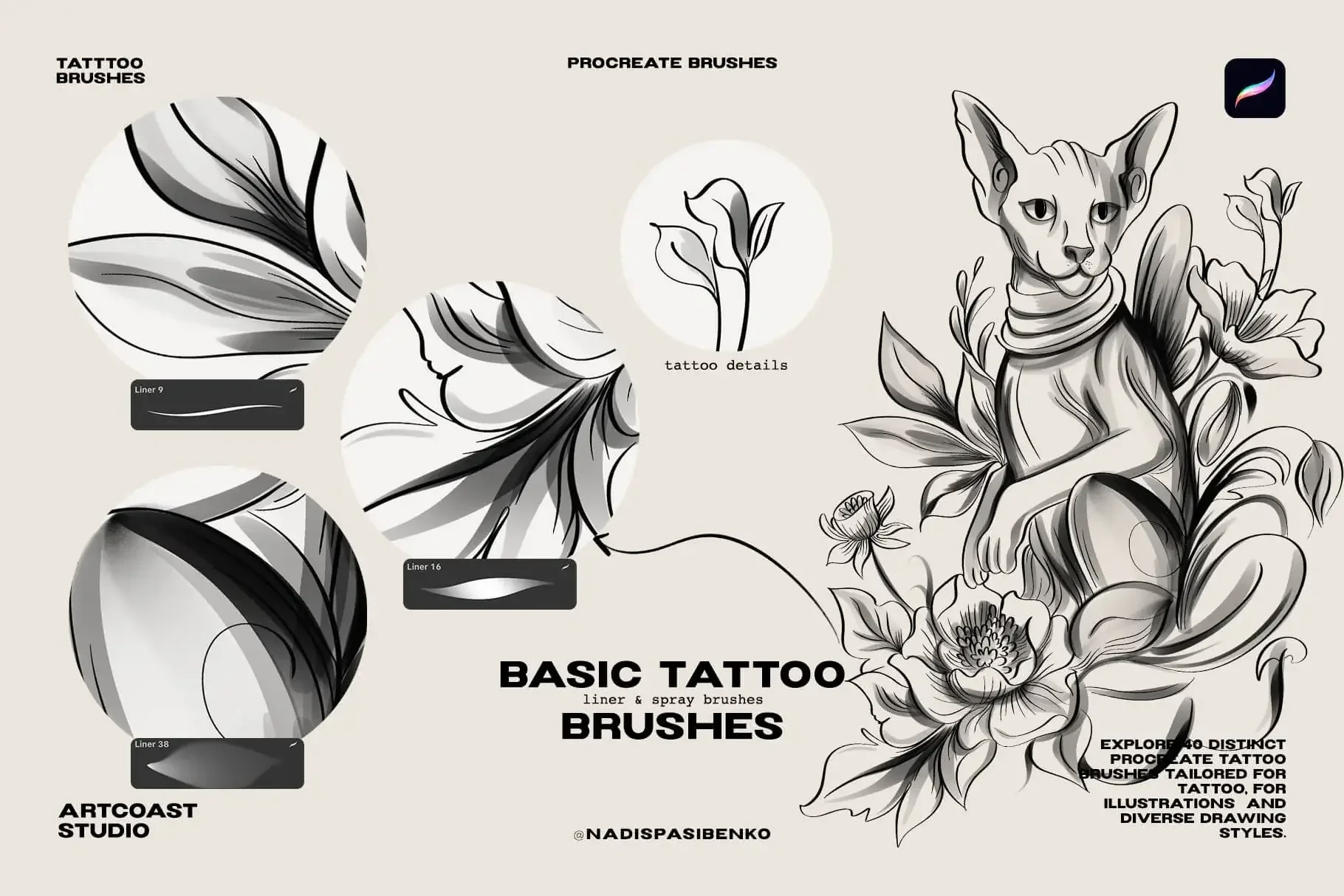 Procreate Basic Tattoo Brushes for iPad Pro
