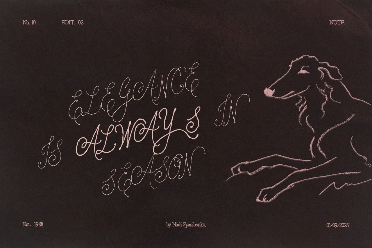 Luxury packaging and label design featuring the romantic Miss Eleanor script typeface.