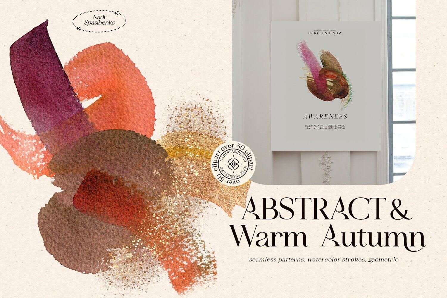 Watercolor Warm Abstract Set Bundle - Vibrant and Rich Designs