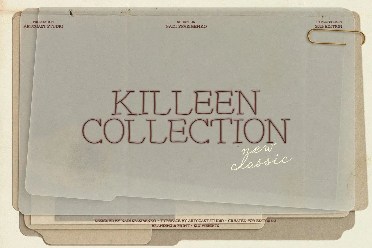 Killeen vintage serif font family with elegant retro lettering