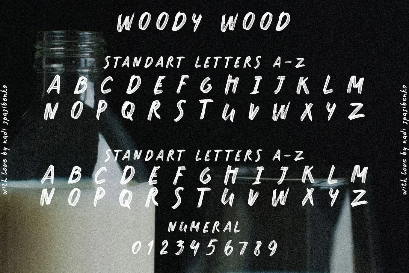 Woody Wood — Rustic SVG Brush Font & Hand-Drawn Extras