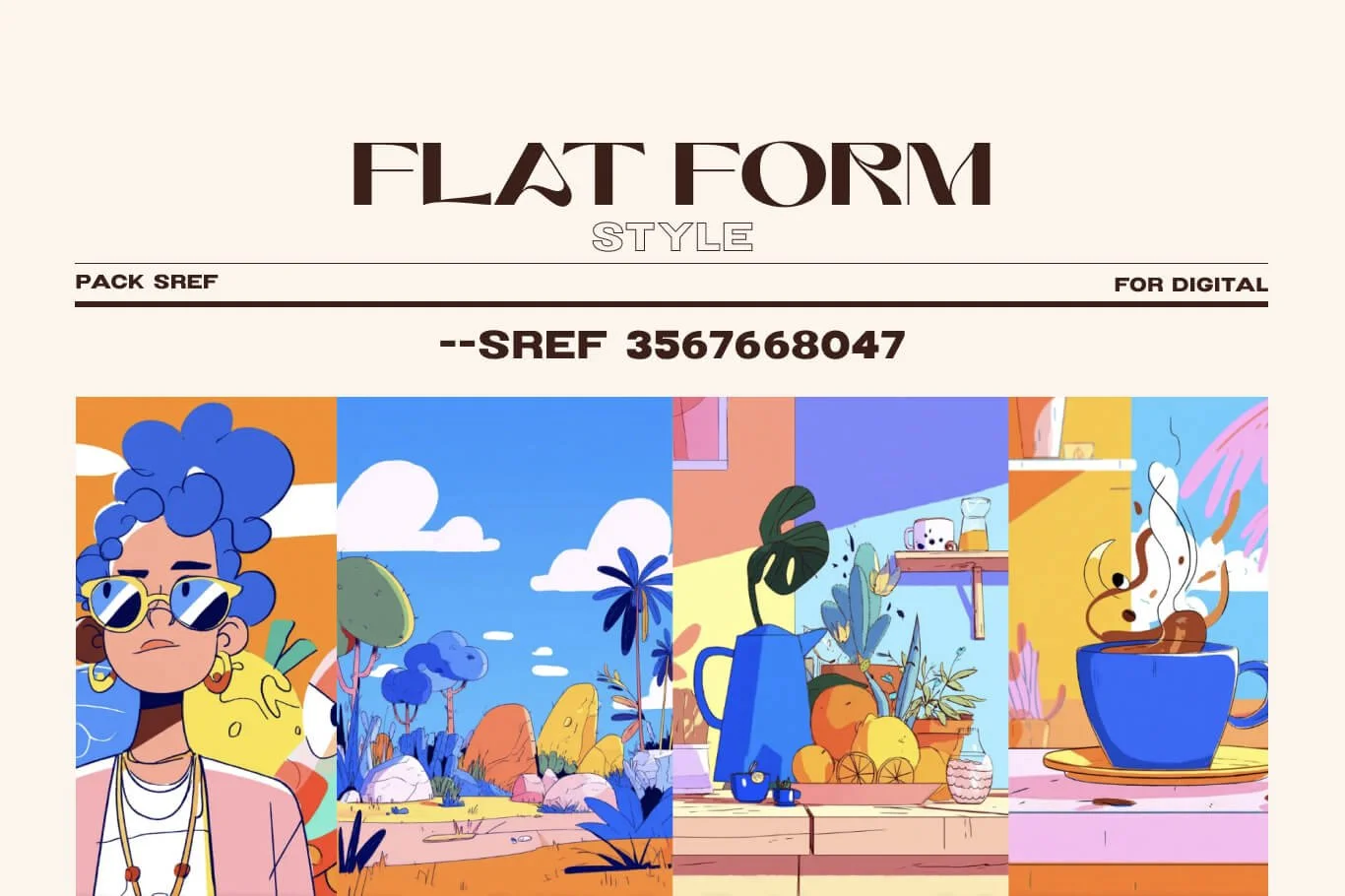 Flat Form — SREF Pack for Midjourney — 233 MidJourney Styles