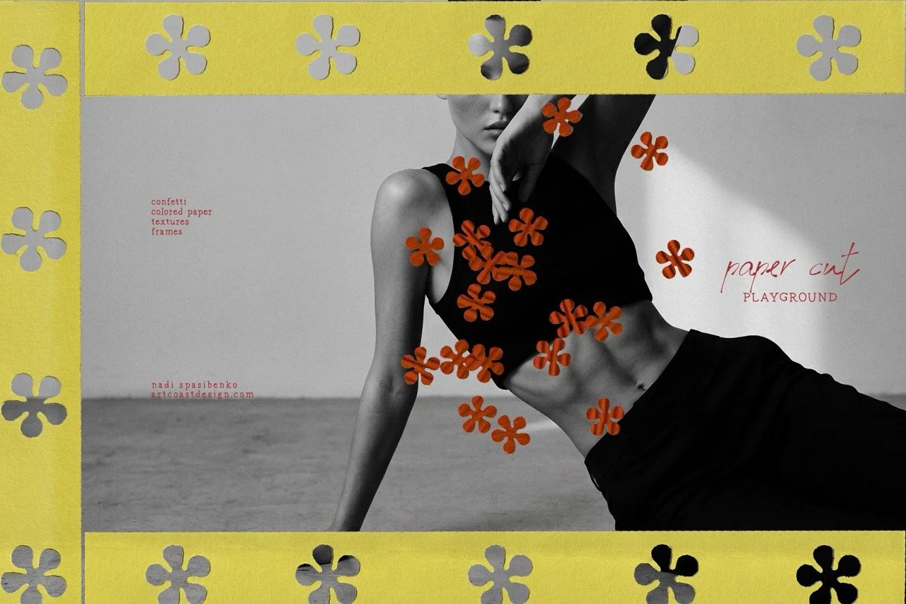 Paper Cut-Out Graphics Bundle: Retro Collage Kit for Social Media