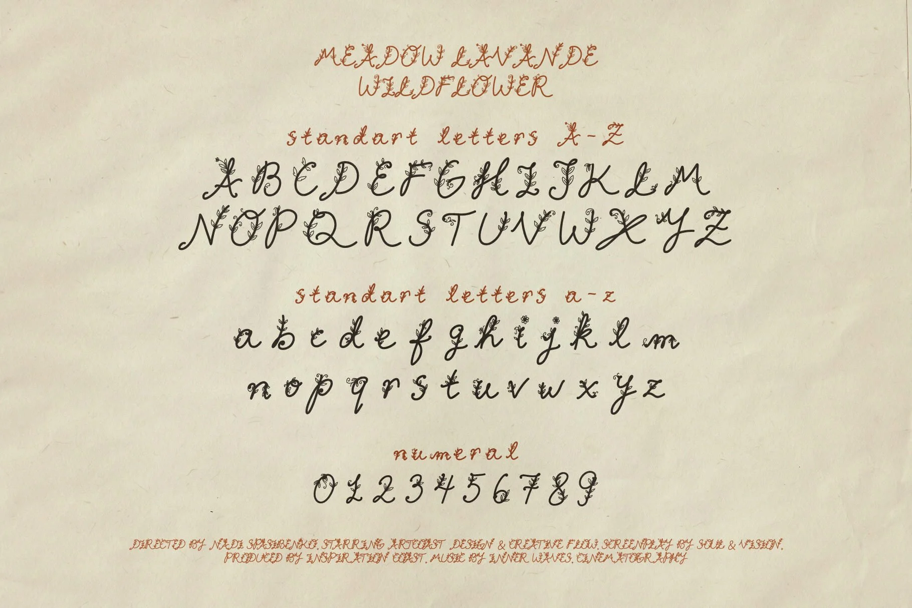 Meadow Lavande Font Family | Handcrafted Vintage Embroidery Font