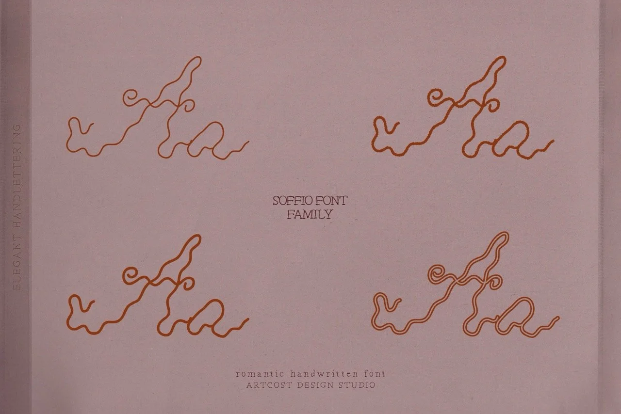 Soffio Regular featuring fluid letterforms, graceful loops, and elongated strokes.