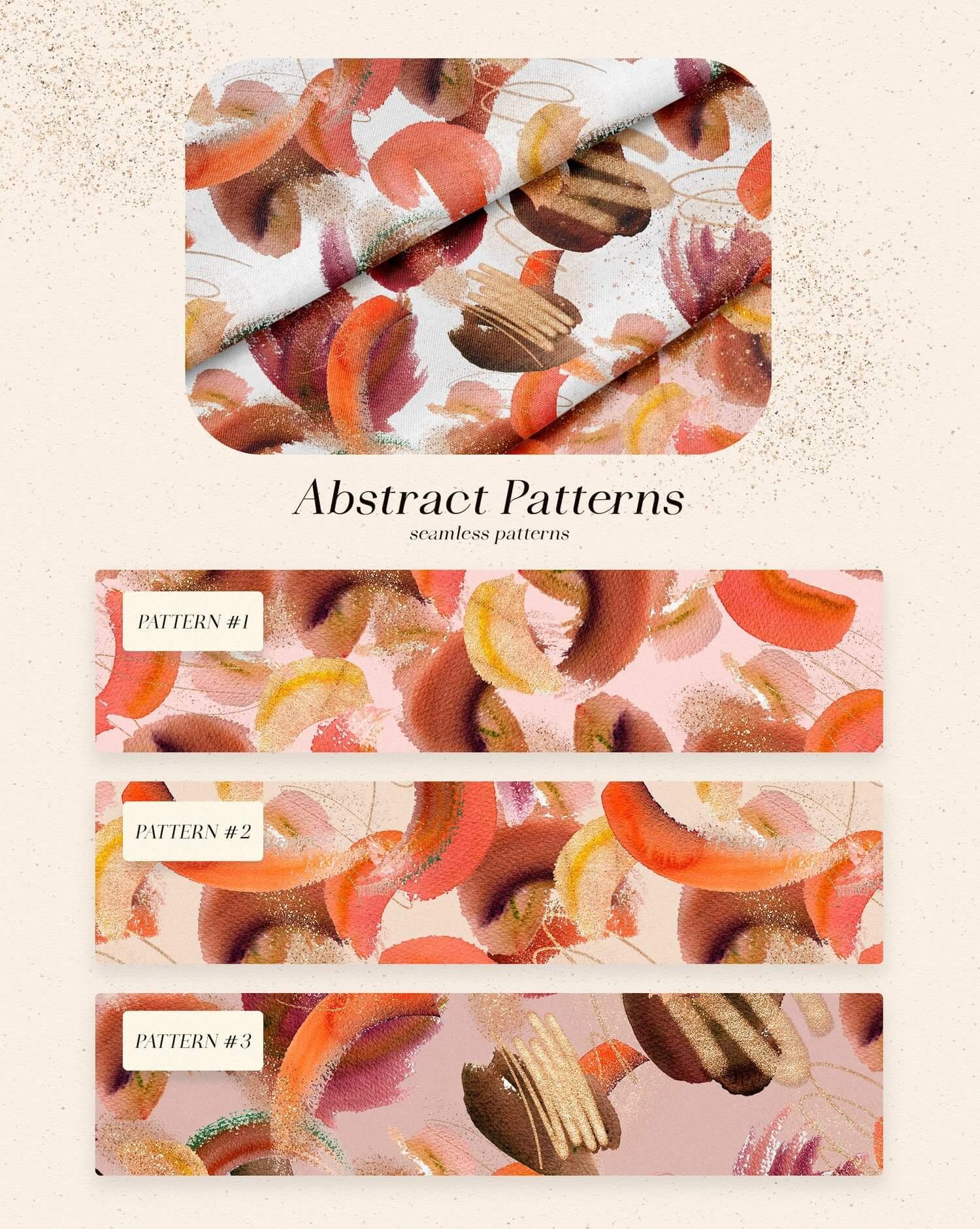 Watercolor Warm Abstract Set Bundle - Vibrant and Rich Designs