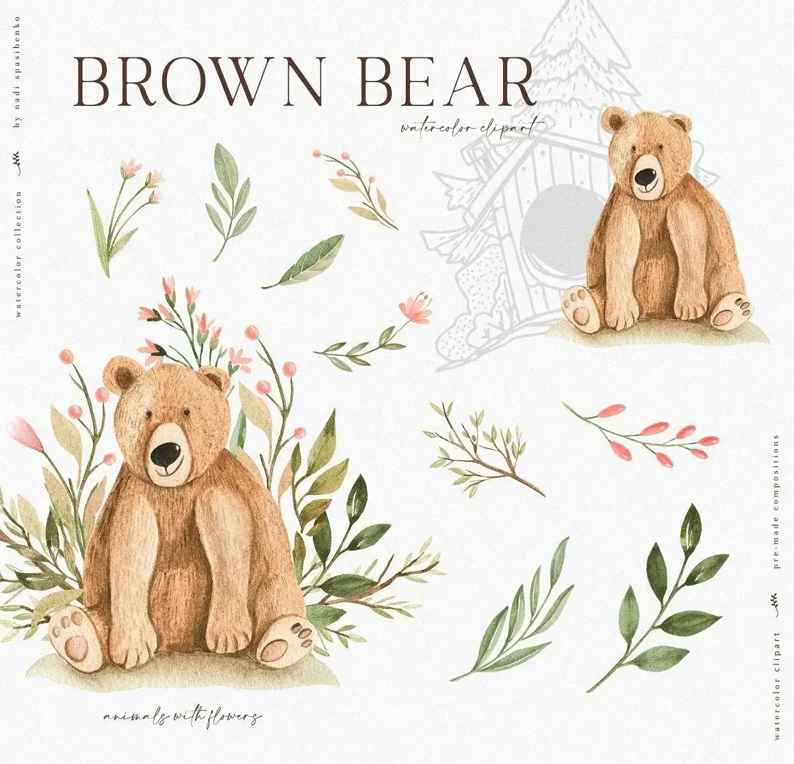 Forest Baby Vol. 2 | Whimsical Watercolor Animals & Floral Kit