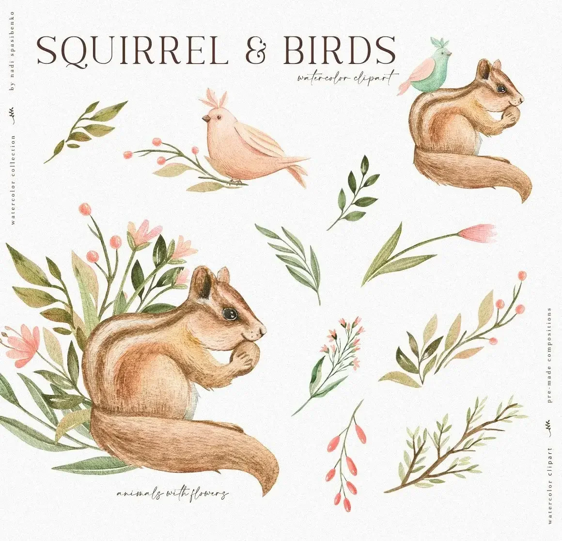 Forest Baby Vol. 2 | Whimsical Watercolor Animals & Floral Kit