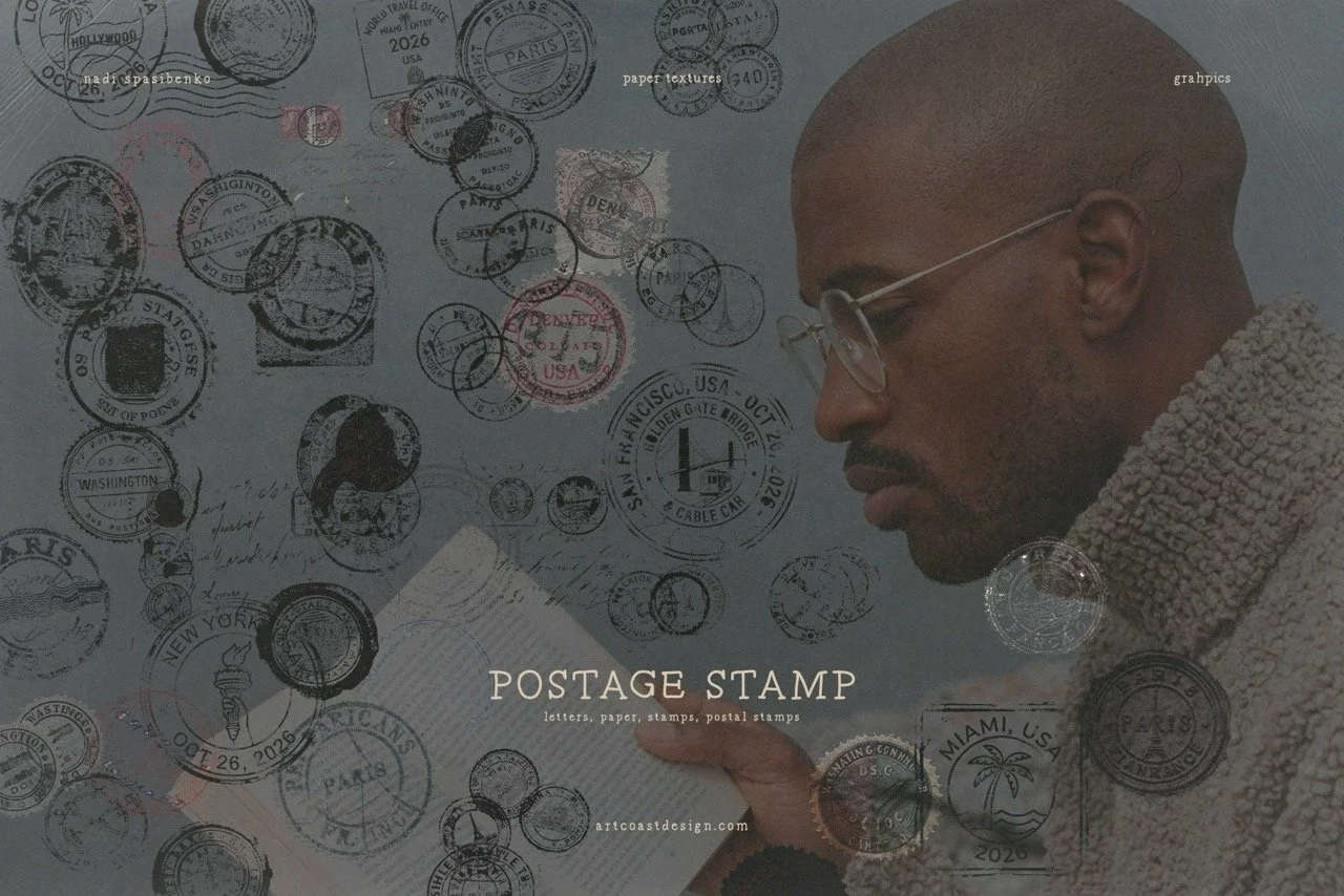 Vintage Ephemera PNG, Junk Journal Kit, Antique Paper Scraps, Digital Scrapbooking, Vintage Postage Stamps