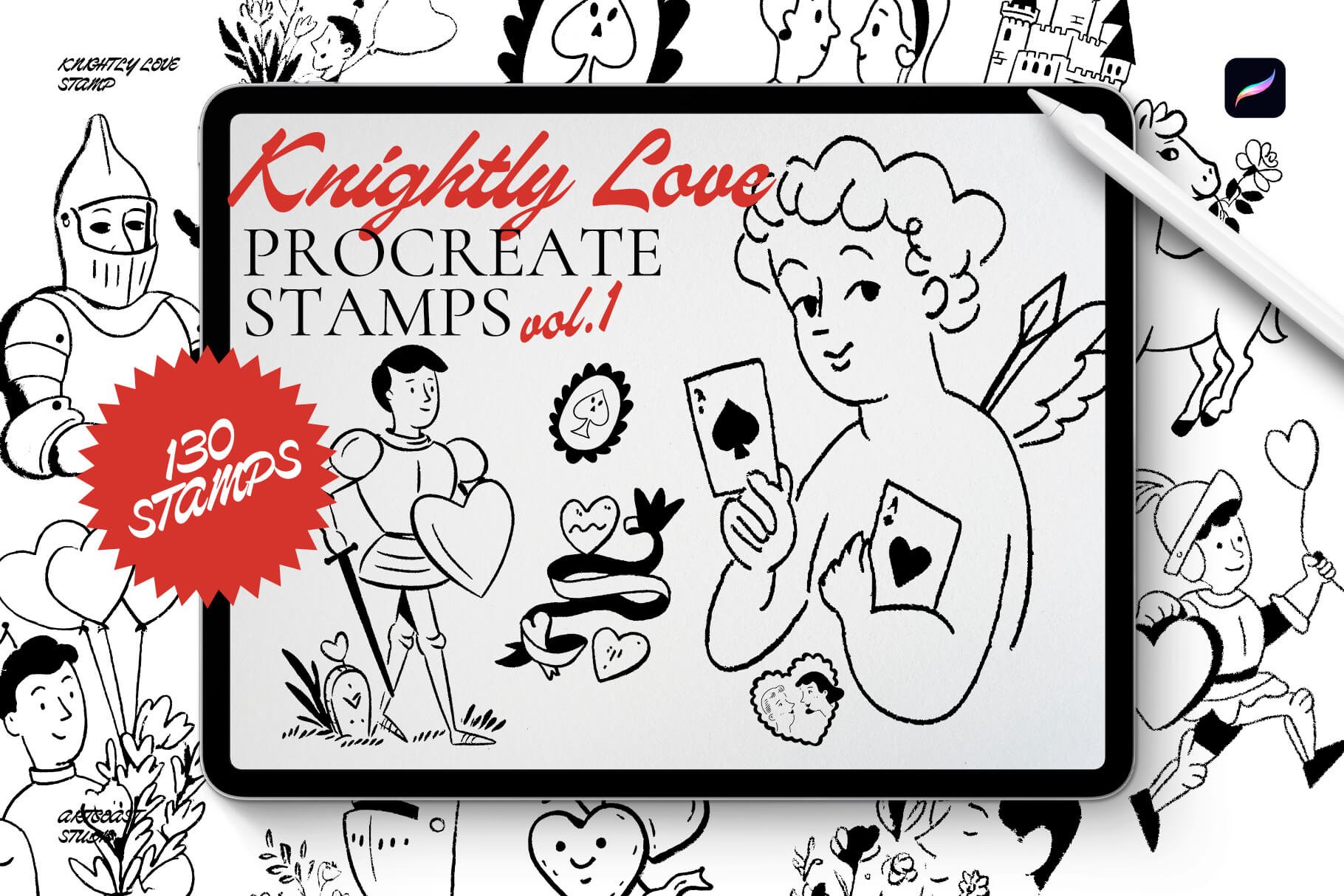 Knightly Love Stamps for Procreate