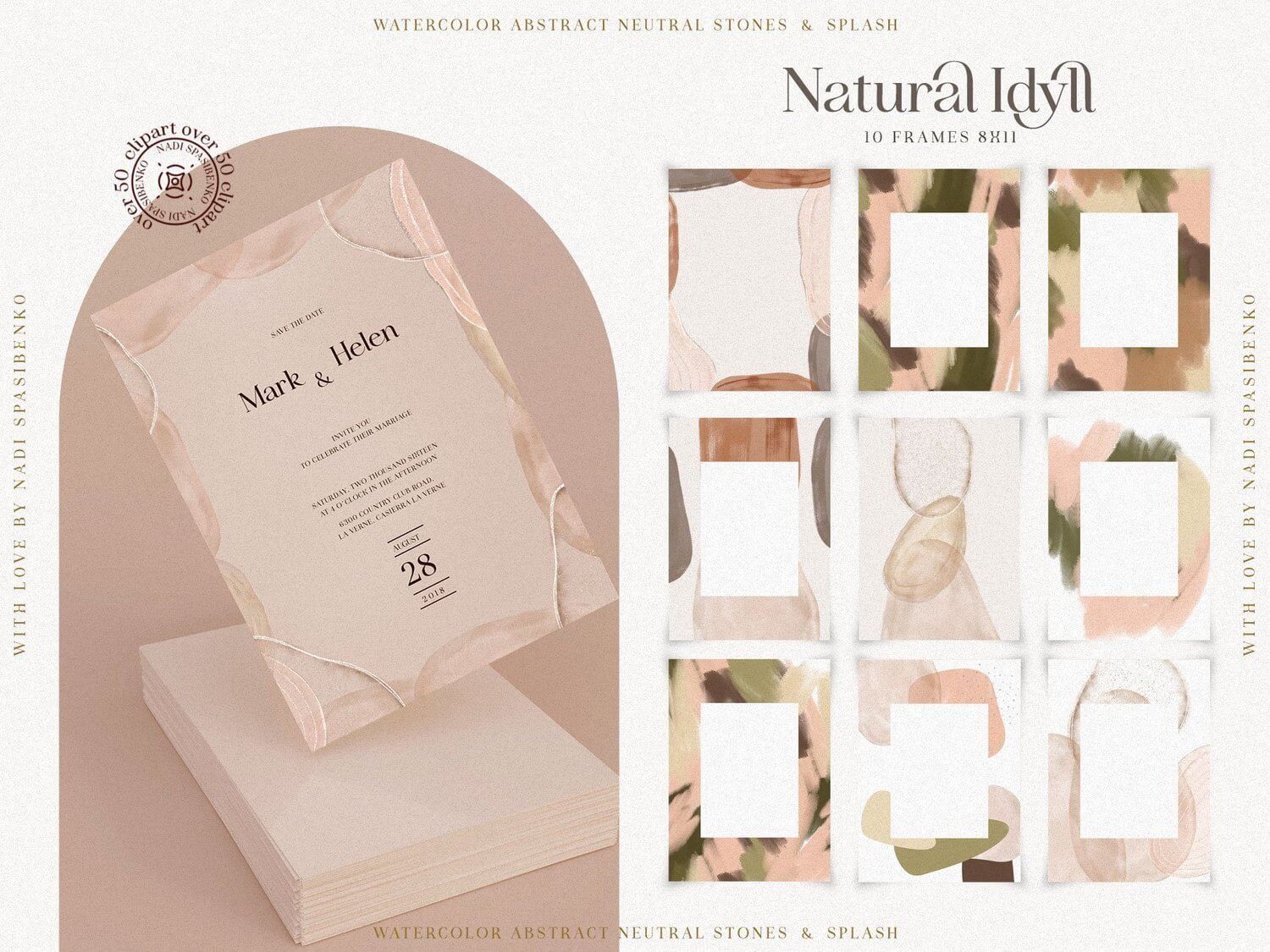 Elegant Watercolor Designs for Invitations, Cards, and Fabrics
