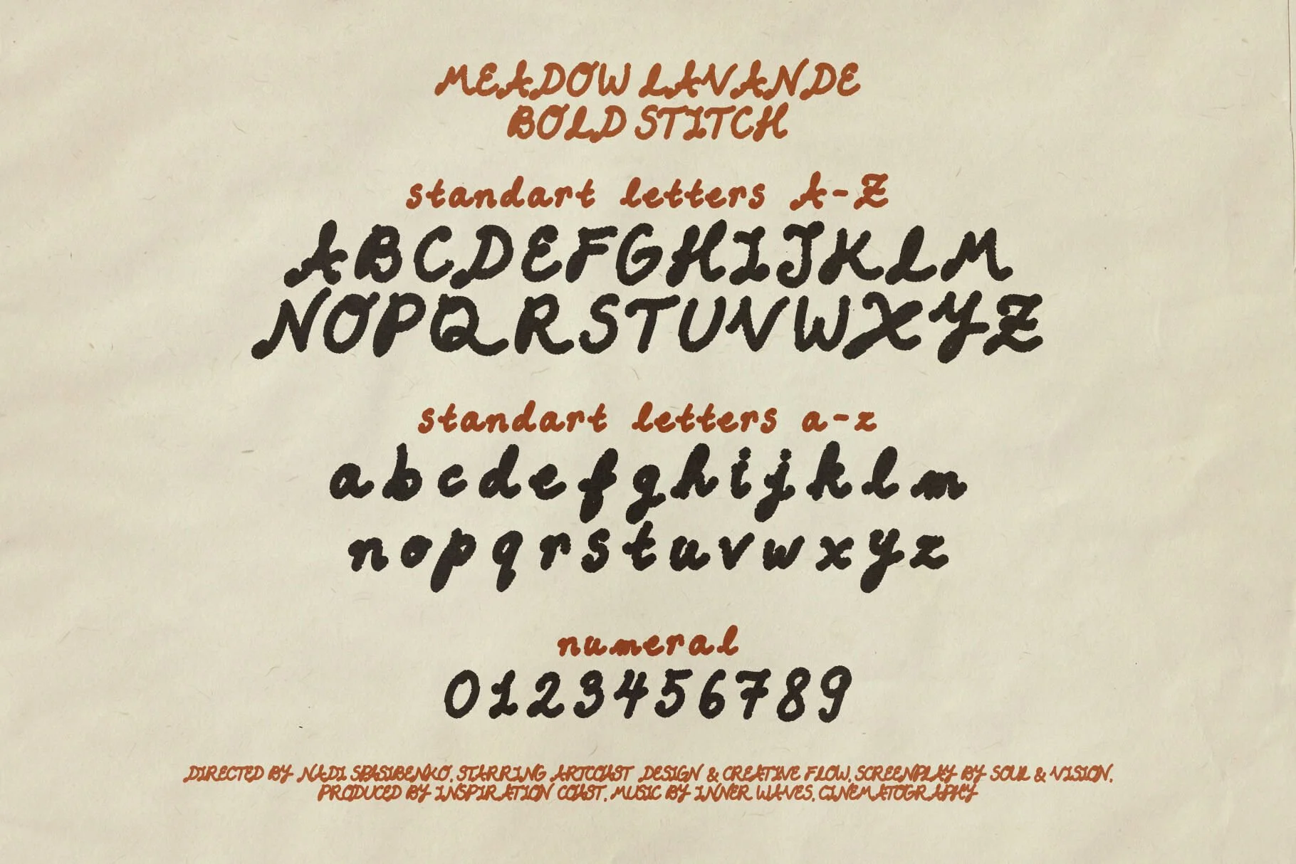 Meadow Lavande Font Family | Handcrafted Vintage Embroidery Font