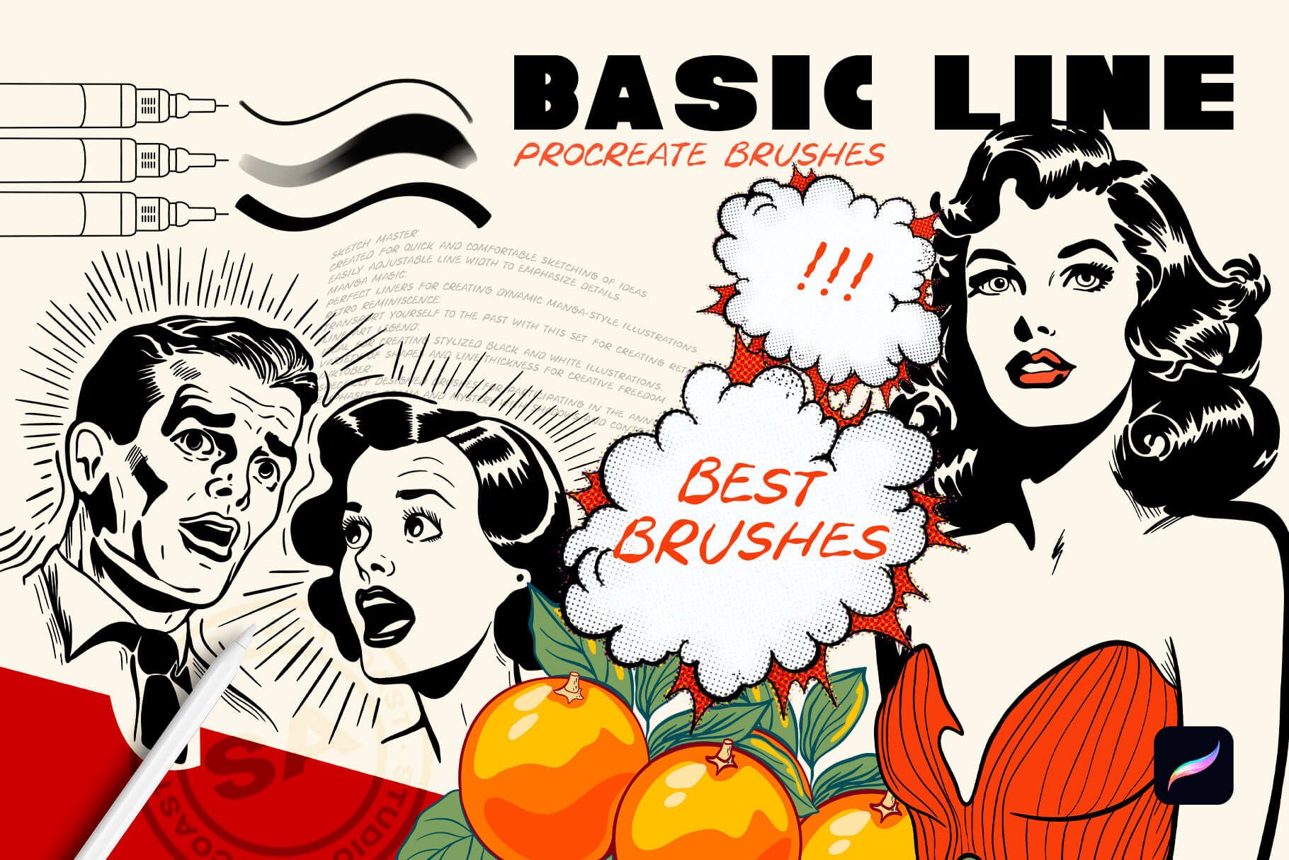 Procreate Essential Line Brushes for Sketching