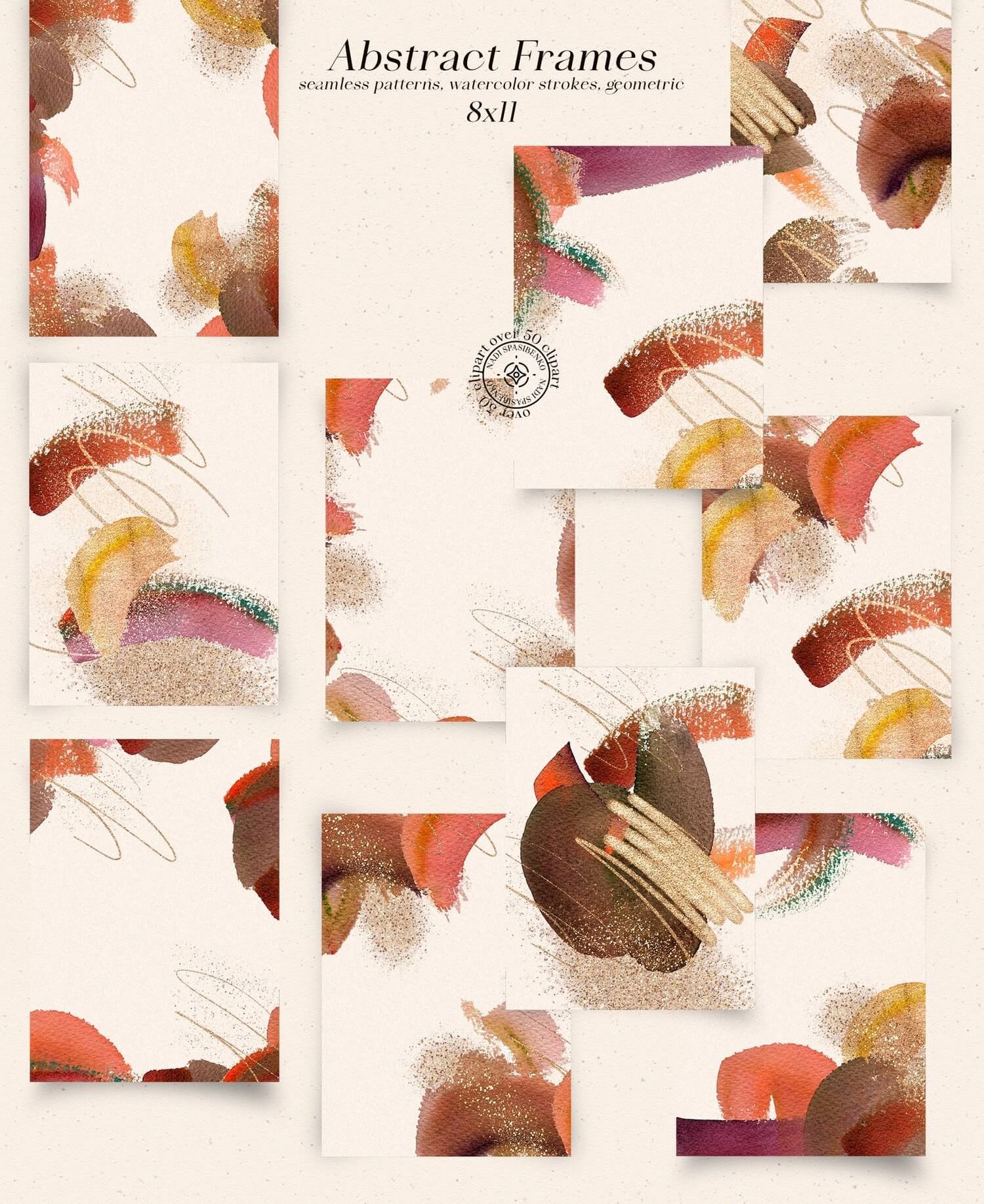 Watercolor Warm Abstract Set Bundle - Vibrant and Rich Designs