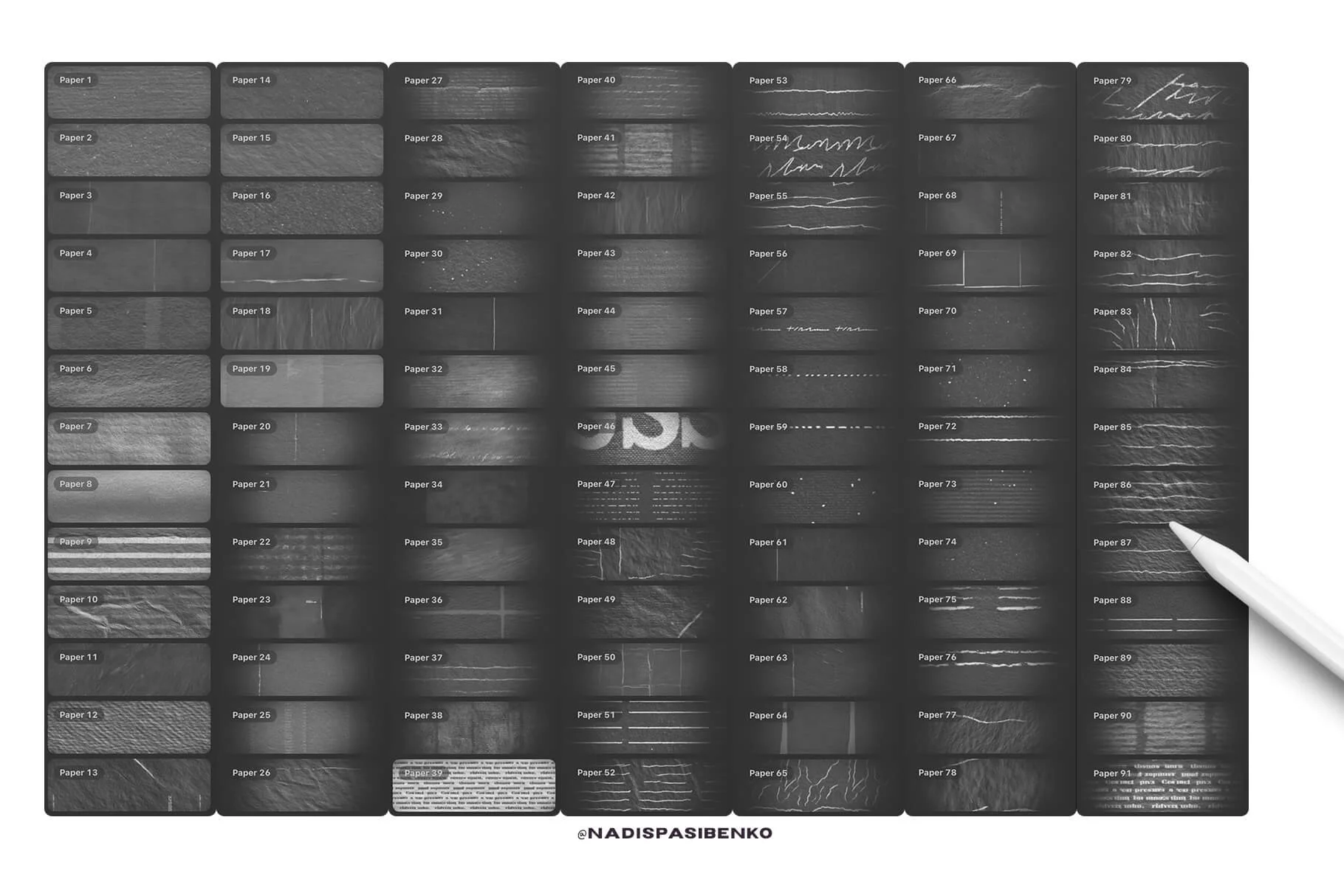 Modern Paper – 120 Seamless Paper Textures + 13 Chalk Brushes for Procreate