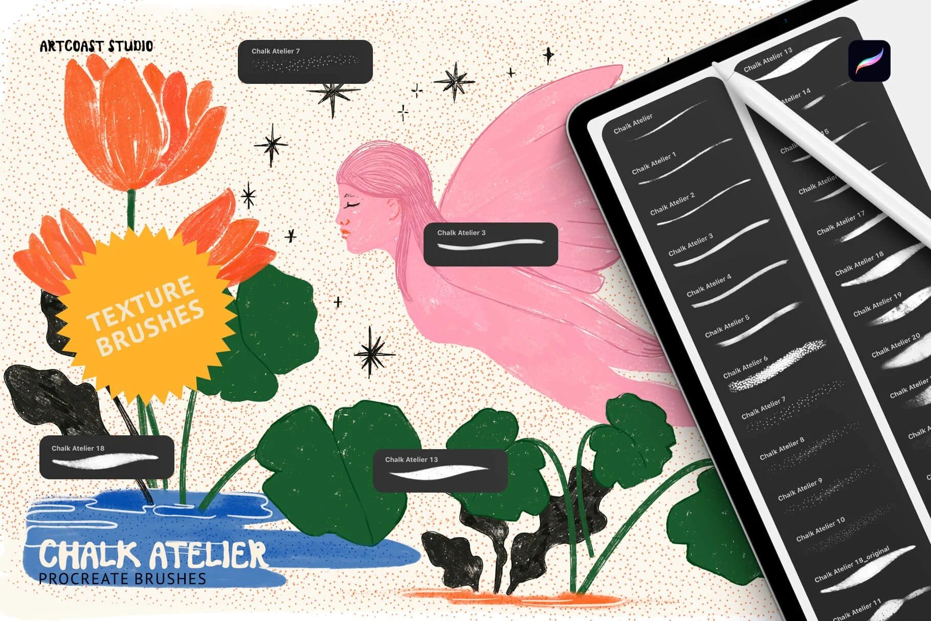 Chalk Atelier Procreate Brushes – Textured Chalk Brush Set for iPad Artists