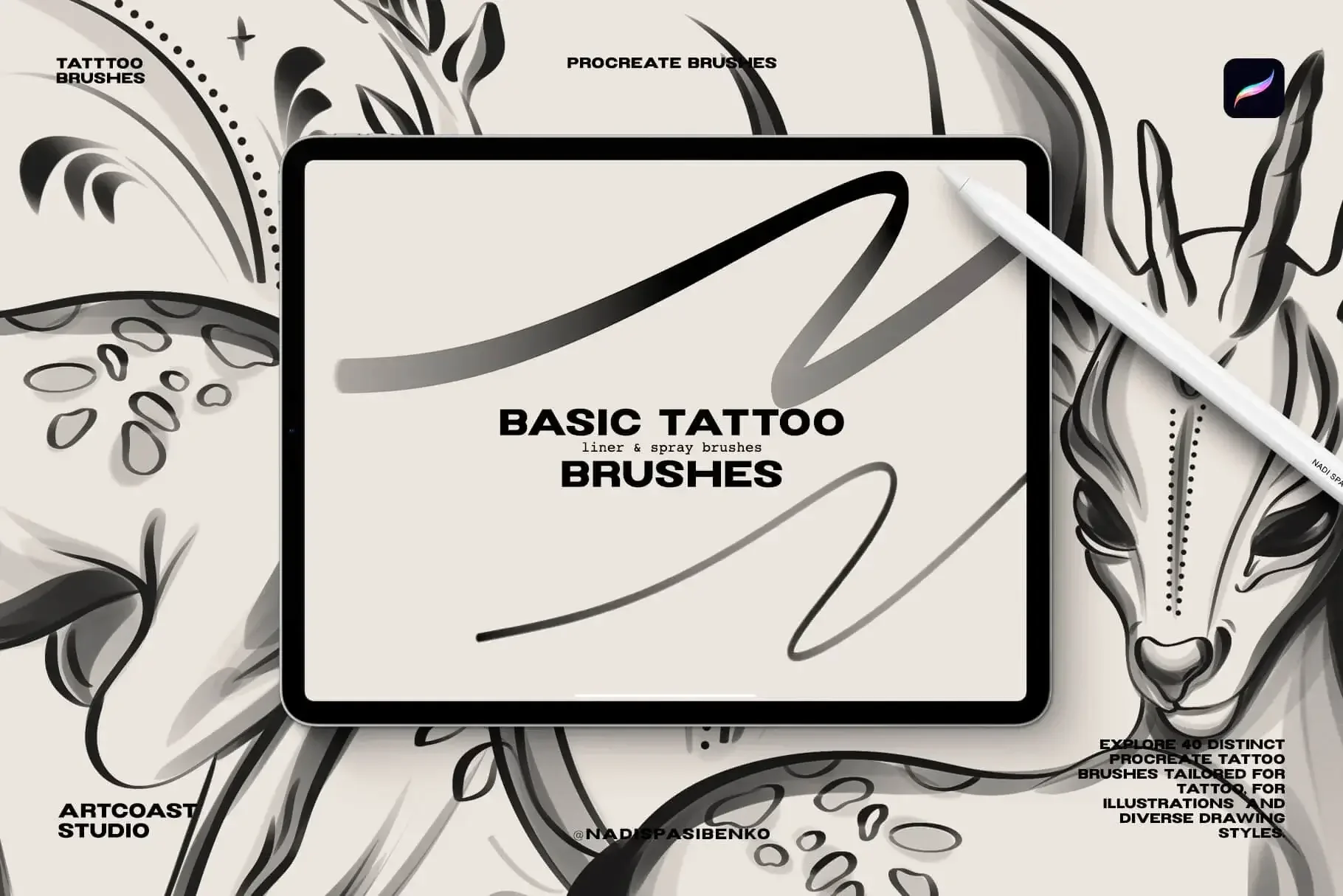 Procreate Basic Tattoo Brushes for iPad Pro