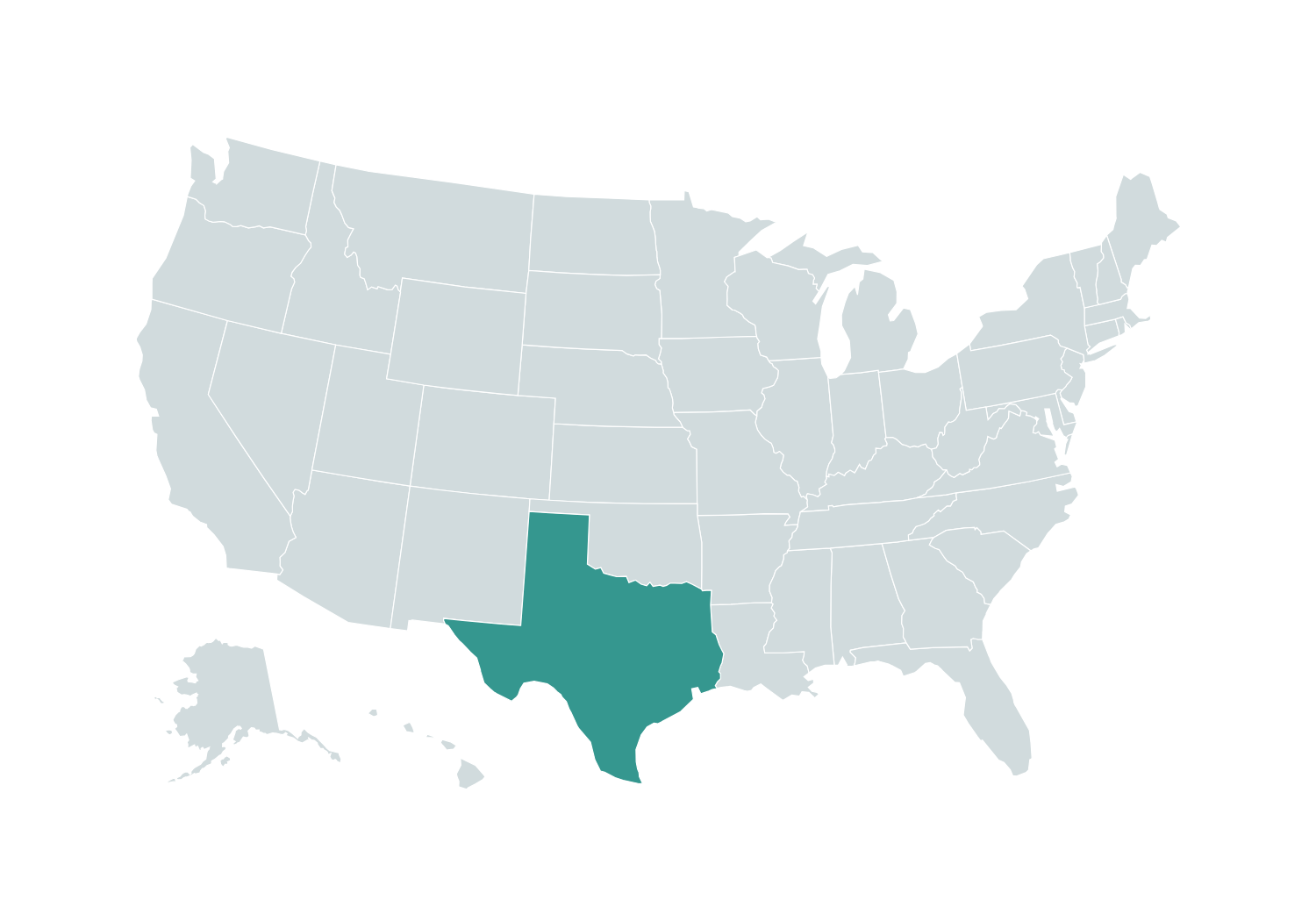 Map of Texas, the solar service area for Direct Channel Electric