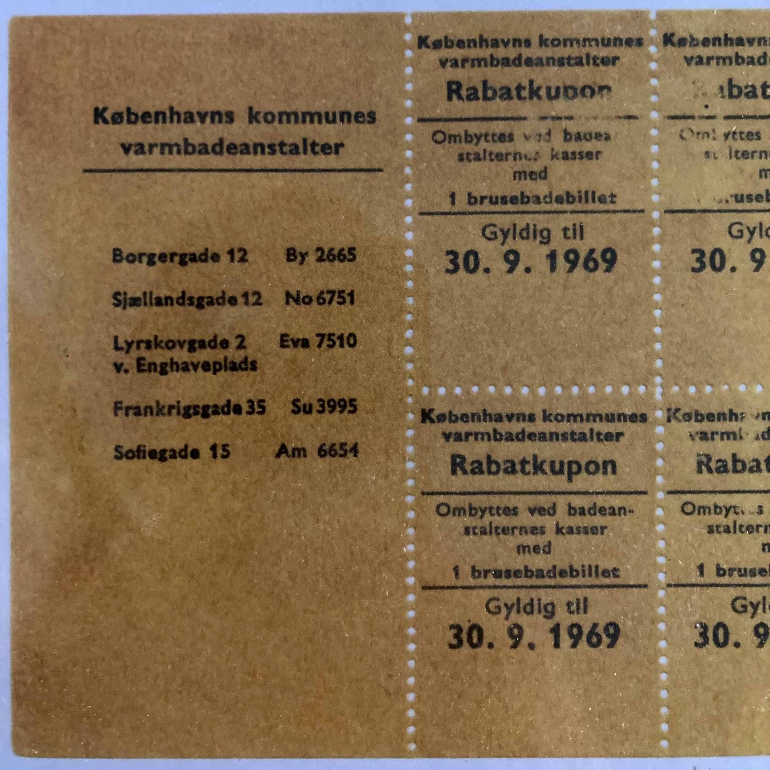 Rabatkupon til brusebad gyldig til 30. september 1969