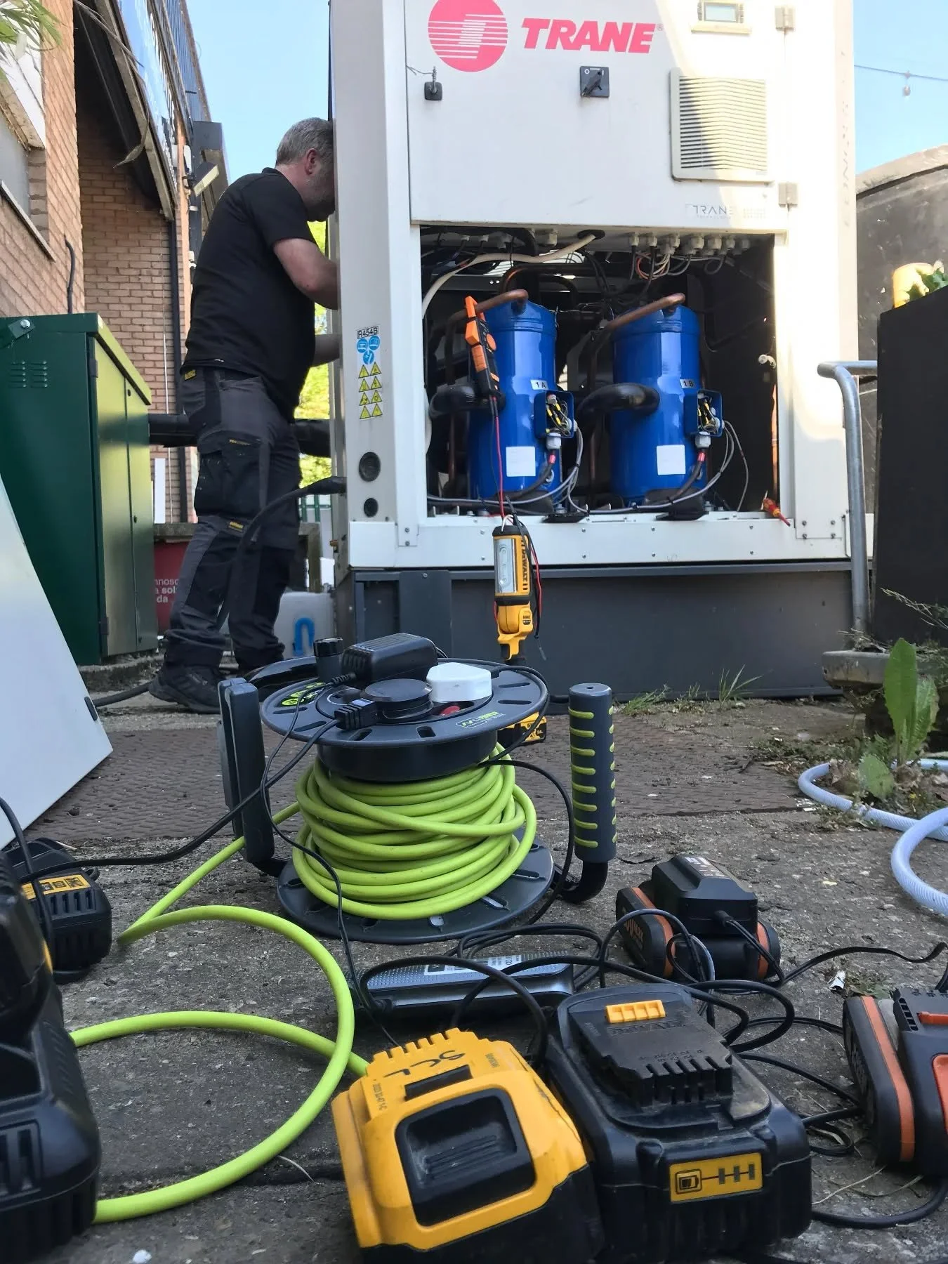 With temperatures climbing (woooo hoooo) we're getting our fancy chiller serviced.

Wineries use chillers (and heaters) to keep wines cool or warm depending on the desired outcome.

In our case we want to keep them nice and cool and constant...

The 