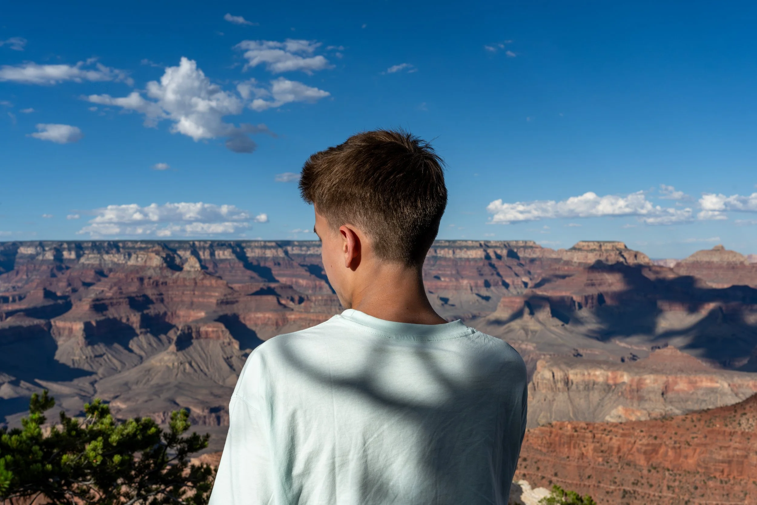 Documentary Family Photography boy looking at the Grand Canyon