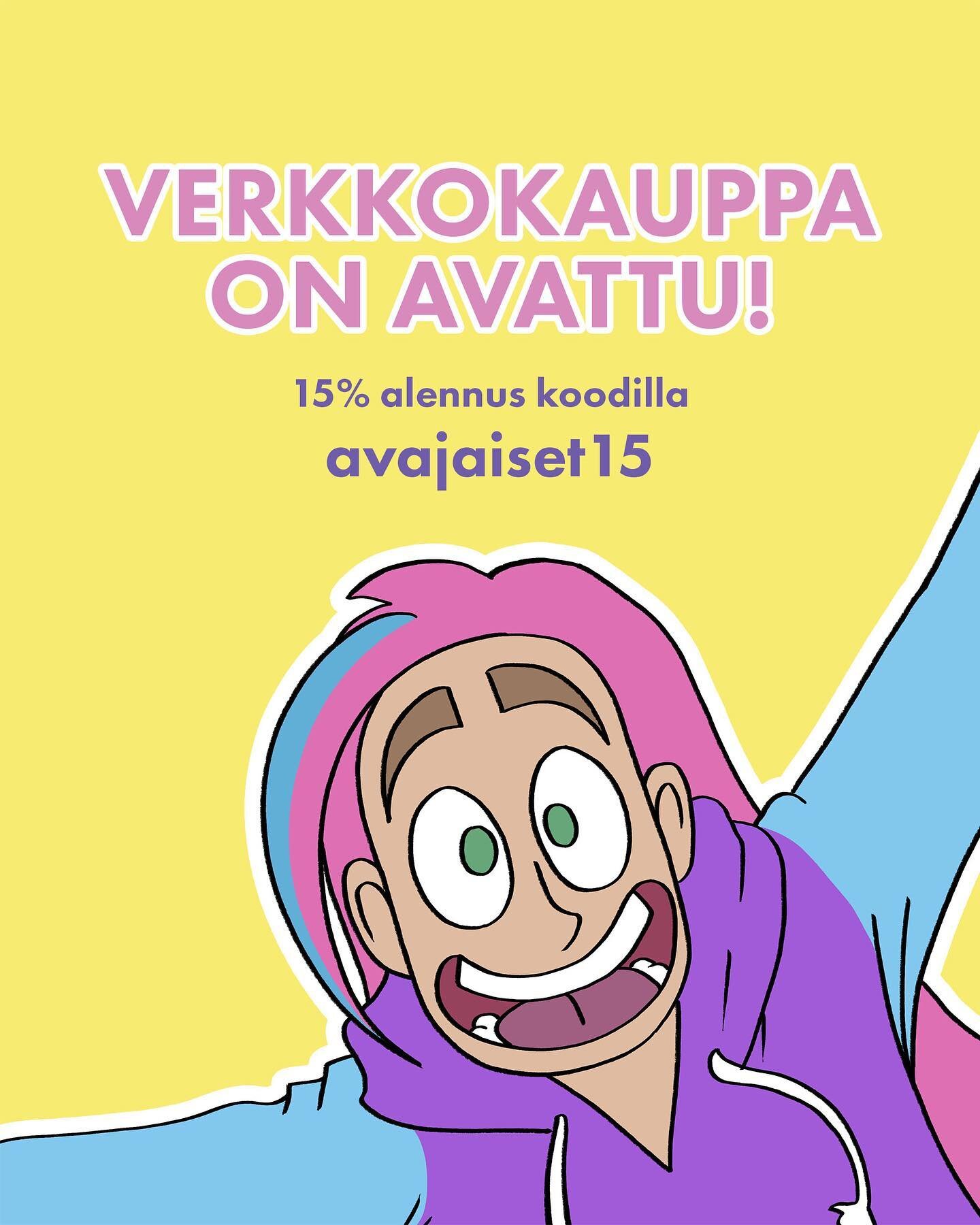 💜 Linkki verkkokauppaan biossa💜
Koodi voimassa sunnuntaihin 7.5. asti

Kovan ty&ouml;n takana, mutta vihdoin verkkokauppa on auki! 🤩
Sielt&auml; l&ouml;ytyy koko tuotevalikoimani, eli tarroja, magneetteja, pinssej&auml; ja muita paperituotteita! ?