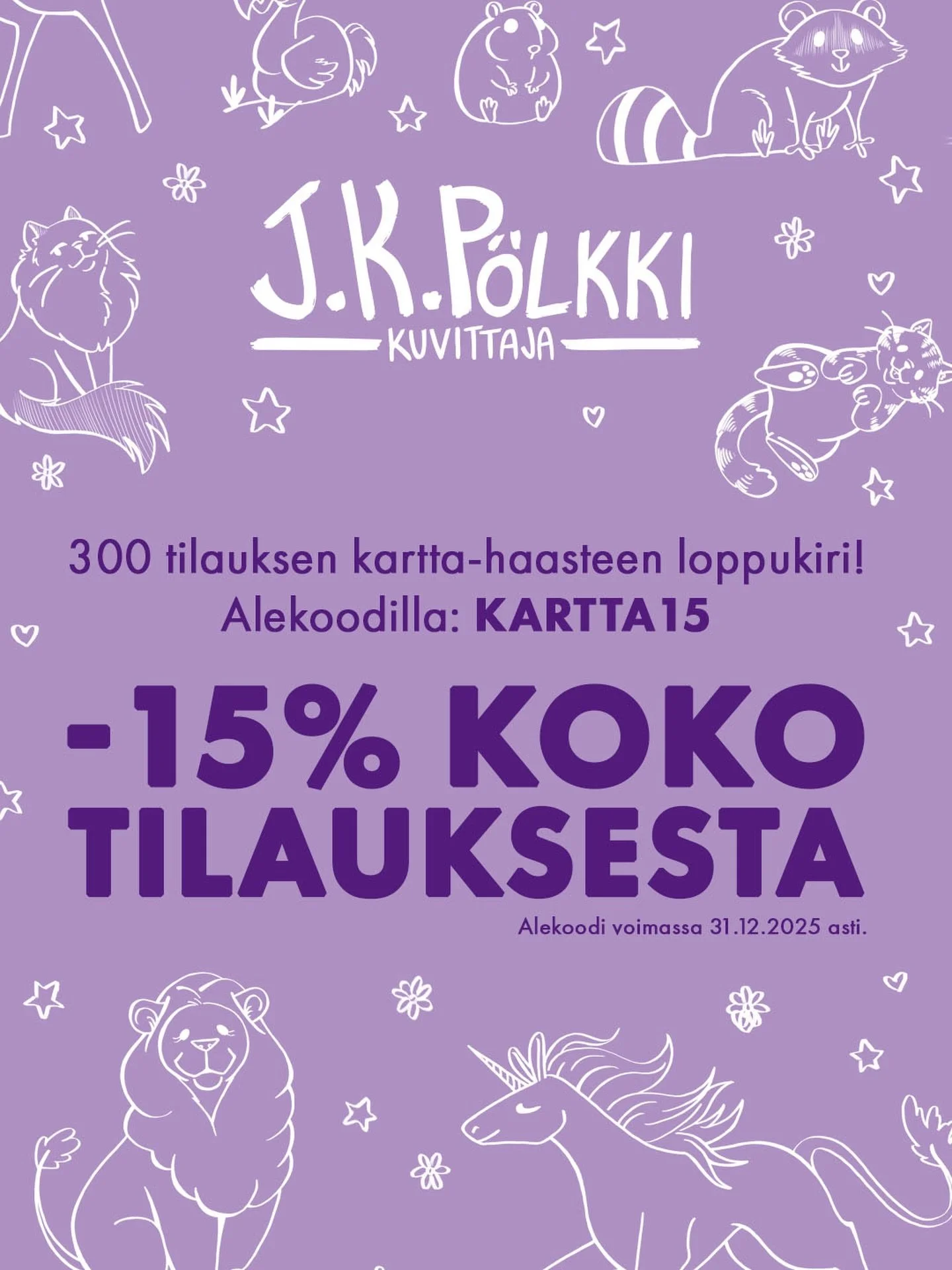 Vuosi on ihan kohtapuolin pulkassa, mutta meitsin kartta-haaste ei! 😄

Katsoin ett&auml; en&auml;&auml; 17 tilausta puuttuu, niin ollaan saatu 300 tilausta kasaan! 😁💖 T&auml;&auml; on ollu pitk&auml; koko vuoden projekti ja rohkeasti jatkettu vaan