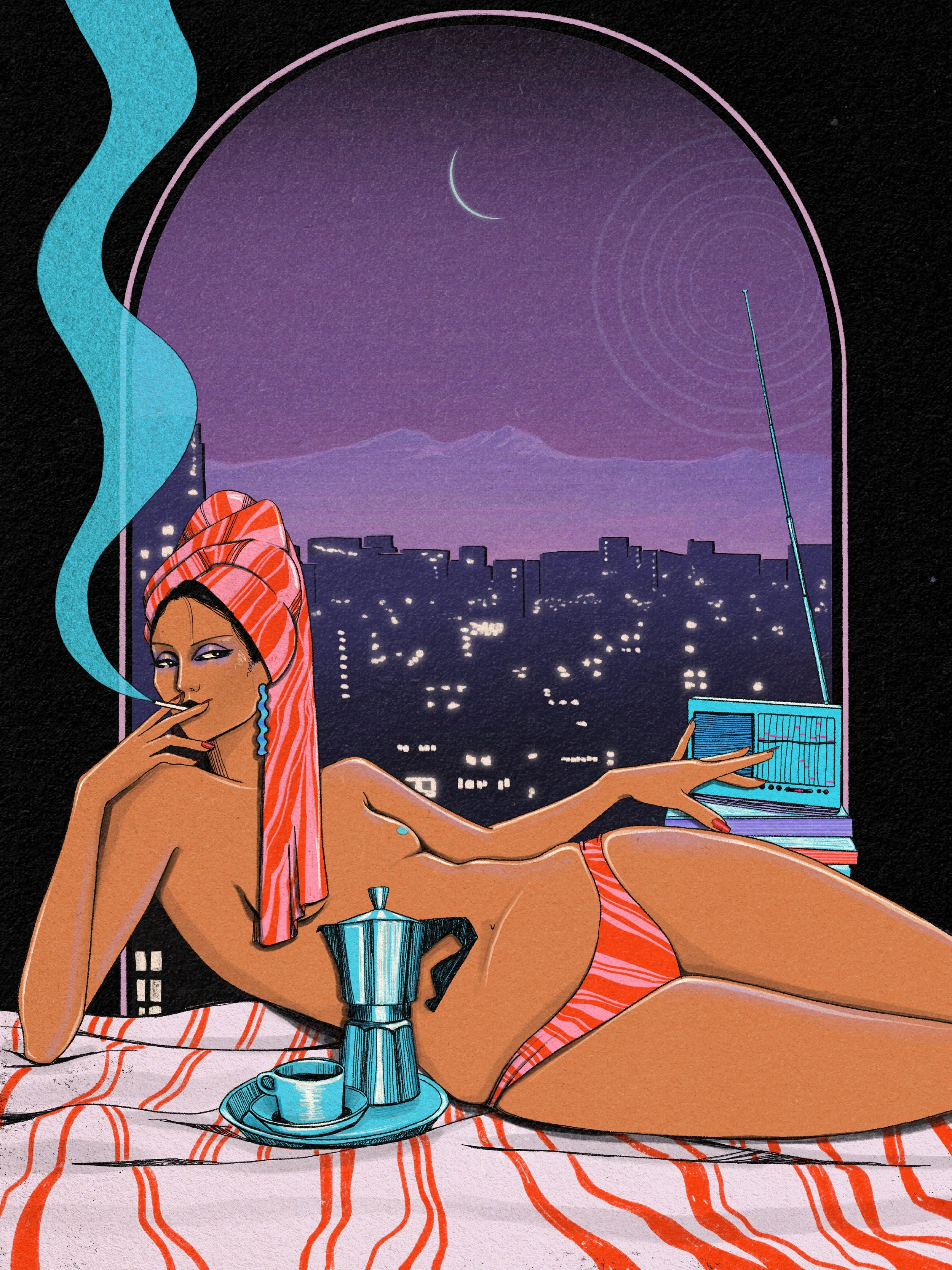 Lover On The Radio Print (Nighttime Version)