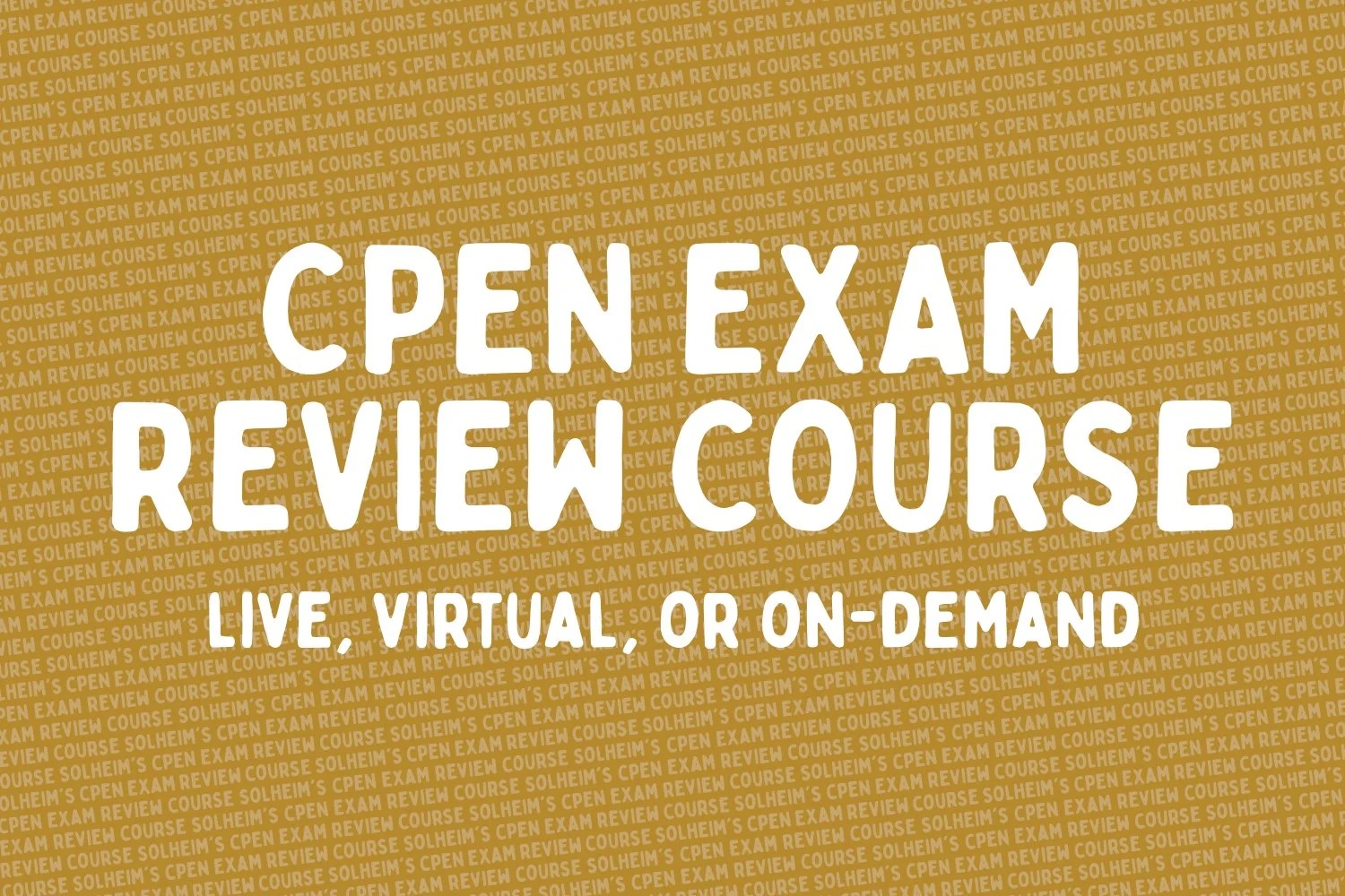CPEN Exam Review Course promotional text on a brown background with options for live, virtual, or on-demand learning.