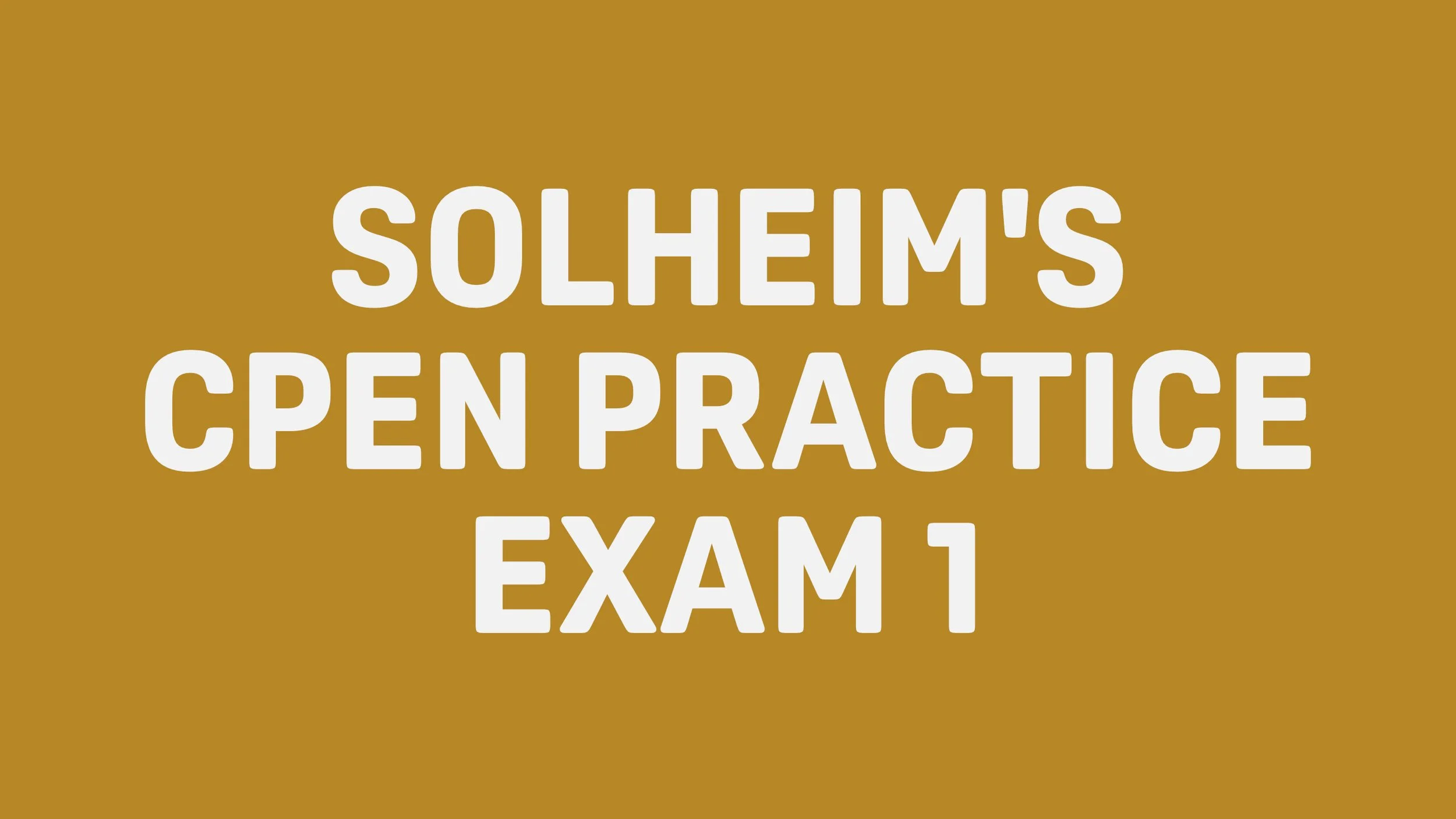 Text on a brown background reading "Solheim's Open Practice Exam 1" in white letters.