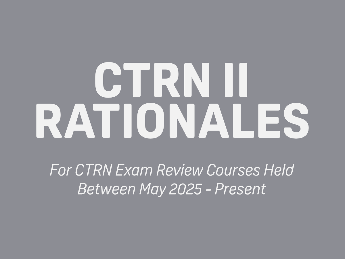 Text overlay reading 'CTRN I RATIONAL ES' over a background of repeating 'COURSE SOLHEIM'S CTRN EXAM REVIEW' pattern.