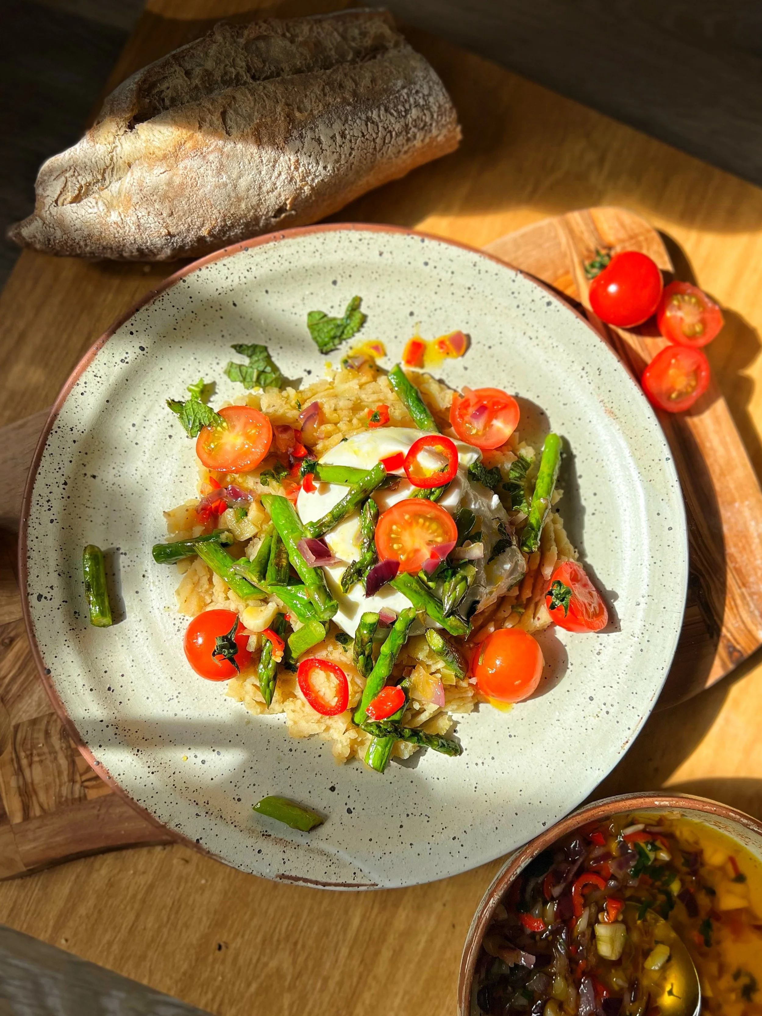 Asparagus with Burrata &amp; Chilli Oil