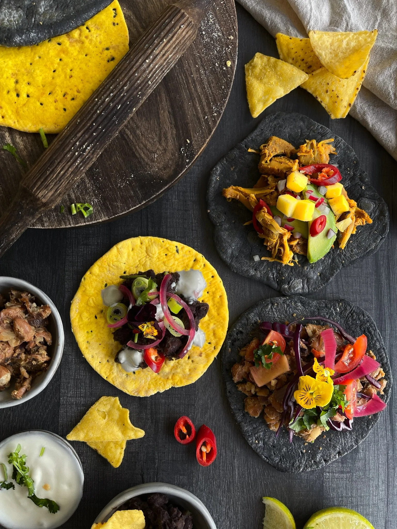 Chipotle Jackfruit Charcoal Tacos