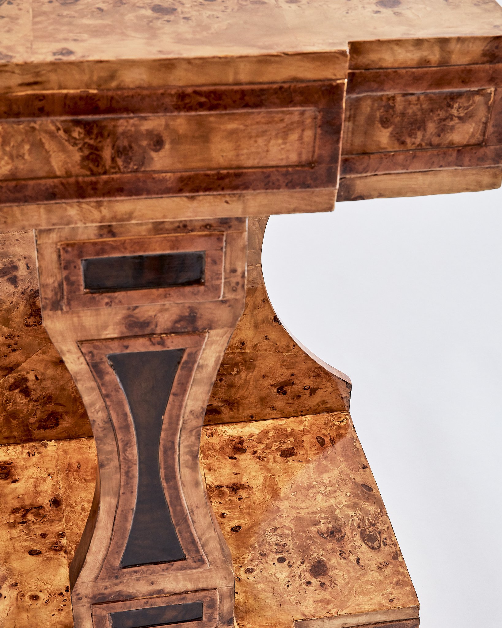 vintage burl wood entry table