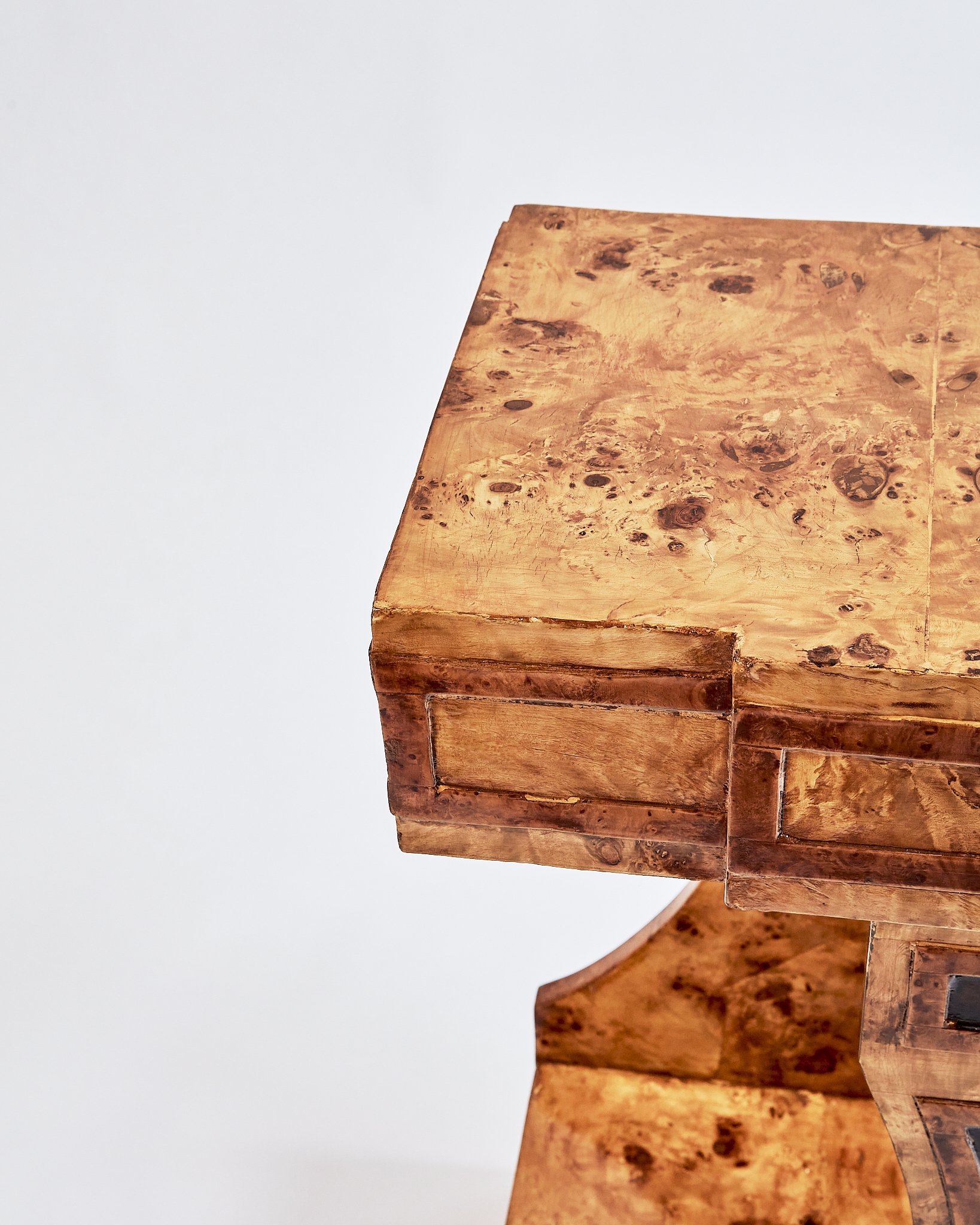 vintage burl wood entry table