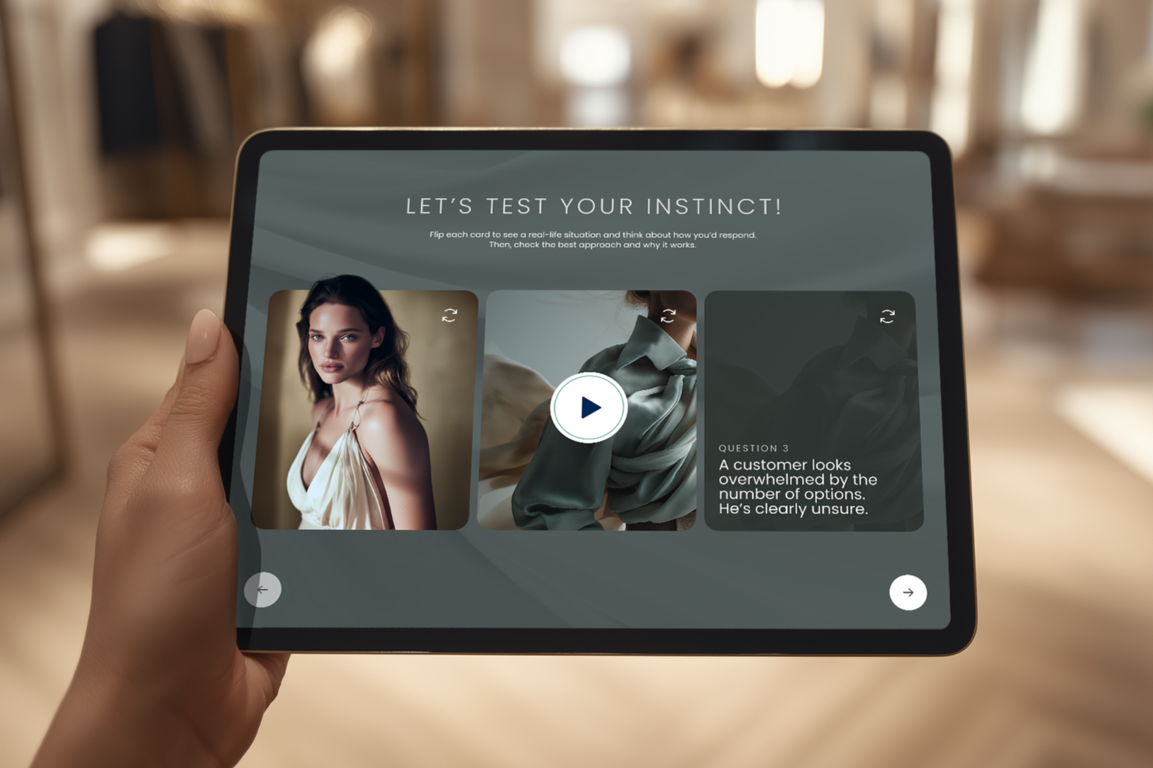 Learning Lab LMS Platform AI content creation Ipad screen with learning modules of a L&D training session
