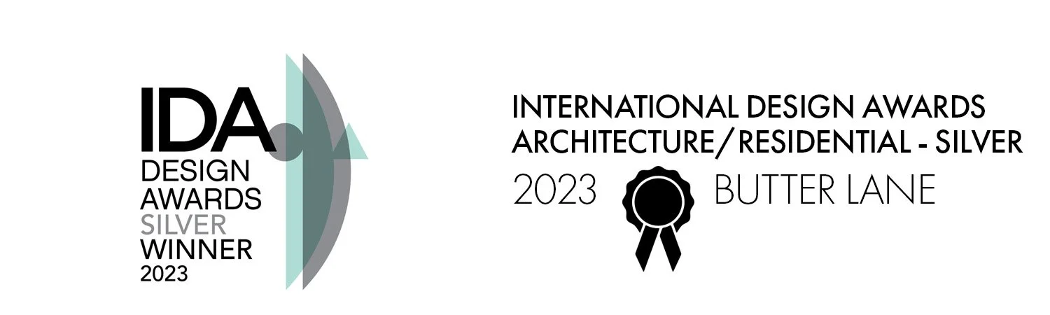 Certificate of Silver Winner in Architecture/Residential at the 2023 IDA Design Awards for Butter Lane.