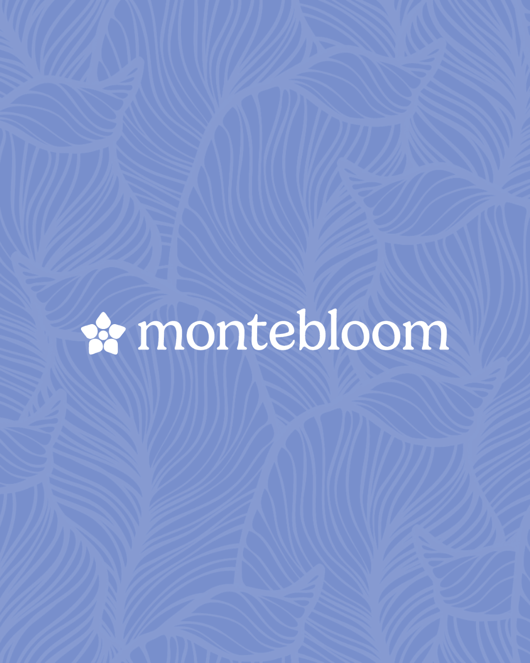 Blue background with a leaf pattern and the
