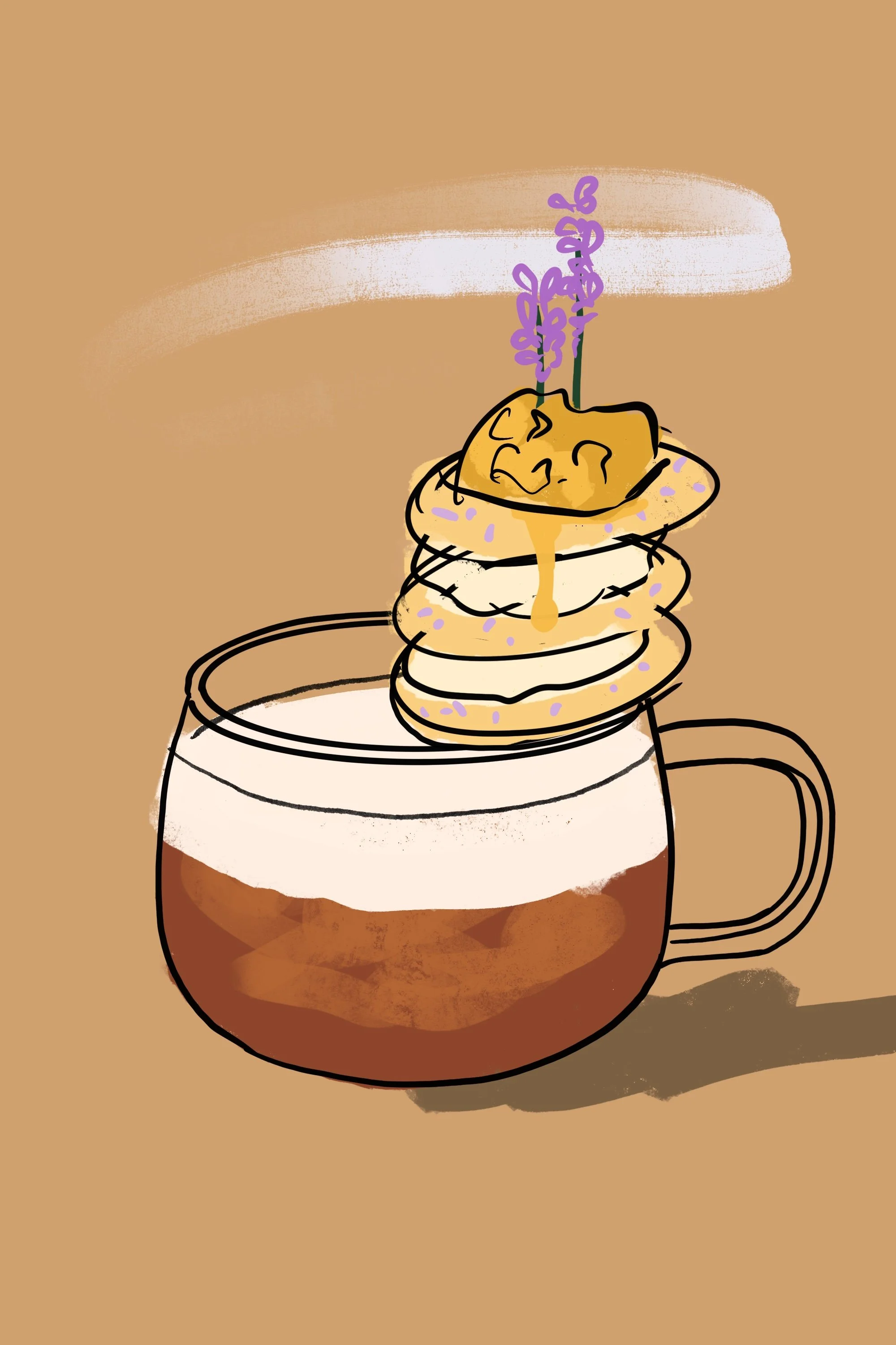 Suzanne Clements' London Fog cafe beverage sketch, hand-drawn in Procreate