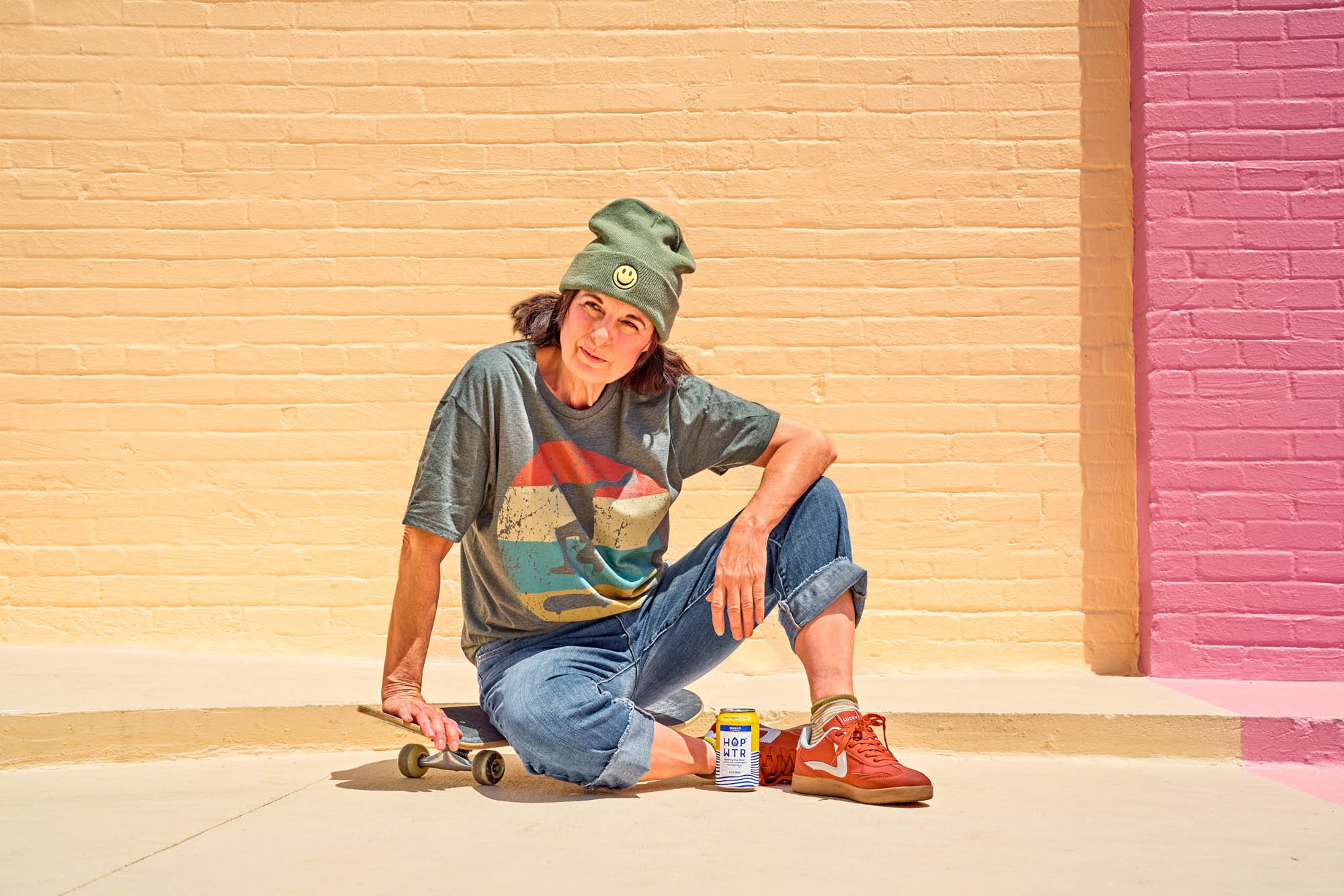 Portrait of a skateboarding woman for an advertising campaign
