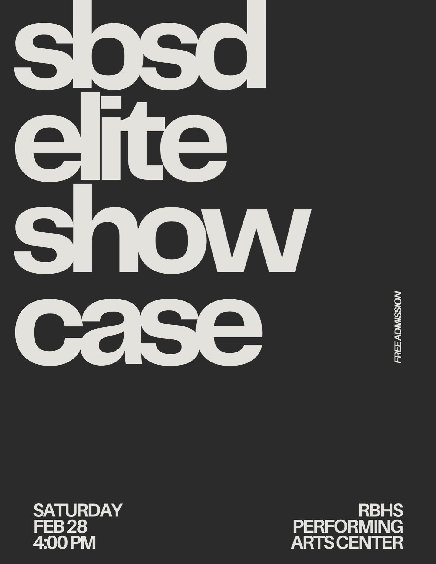 this saturday ✨ FREE entry!

come support SBSD ELITE as we kick off the competition season!

4pm at the Rancho Bernardo High School Performing Arts Center

gift baskets and concessions will be available for purchase and every dollar raised goes direc