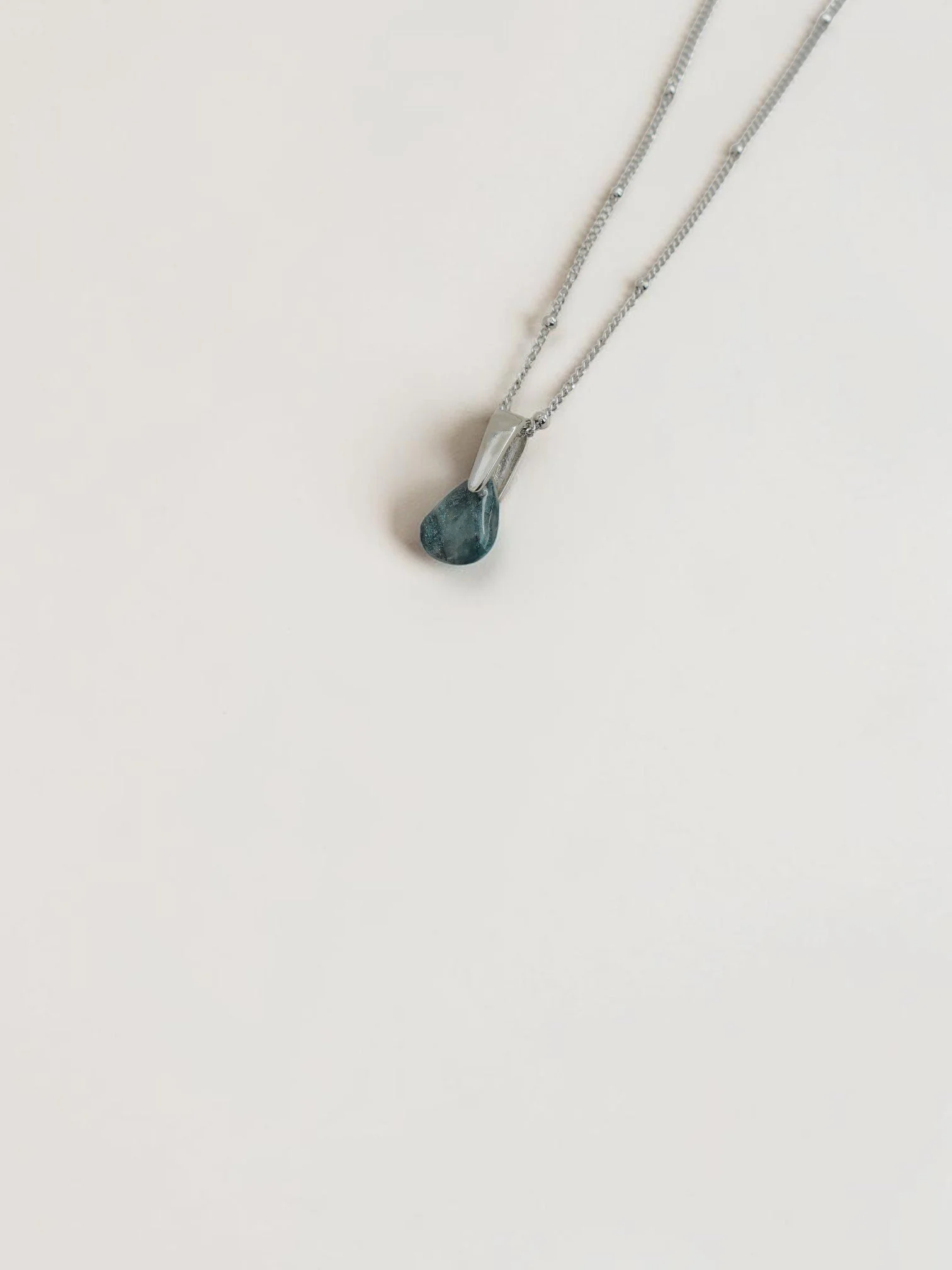 Fomm ir-Riħ Collection - Tiny Teardrop Pendant (Rhodium‑Plated Brass, Silver‑Toned)