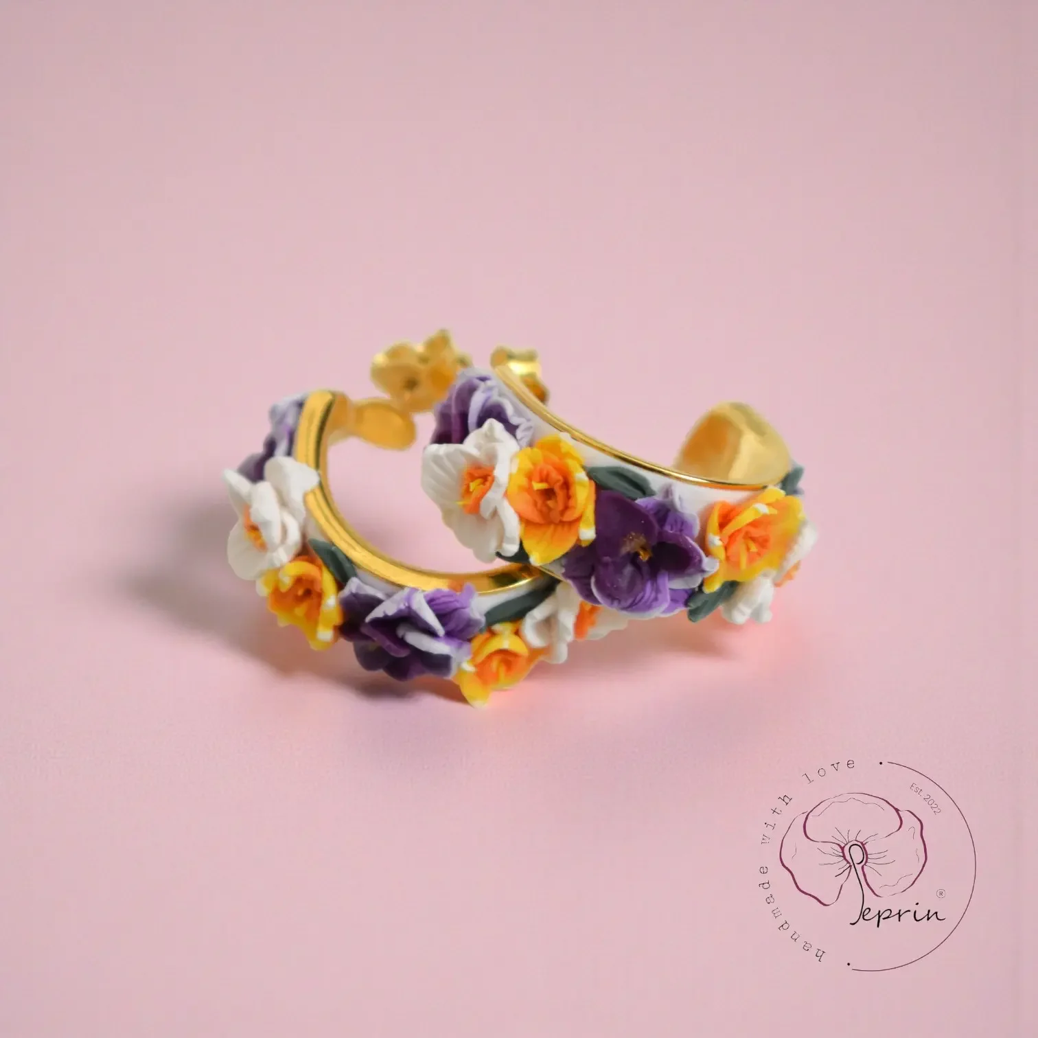 Ħlewwa Collection — Floral Gold Hoop Earrings