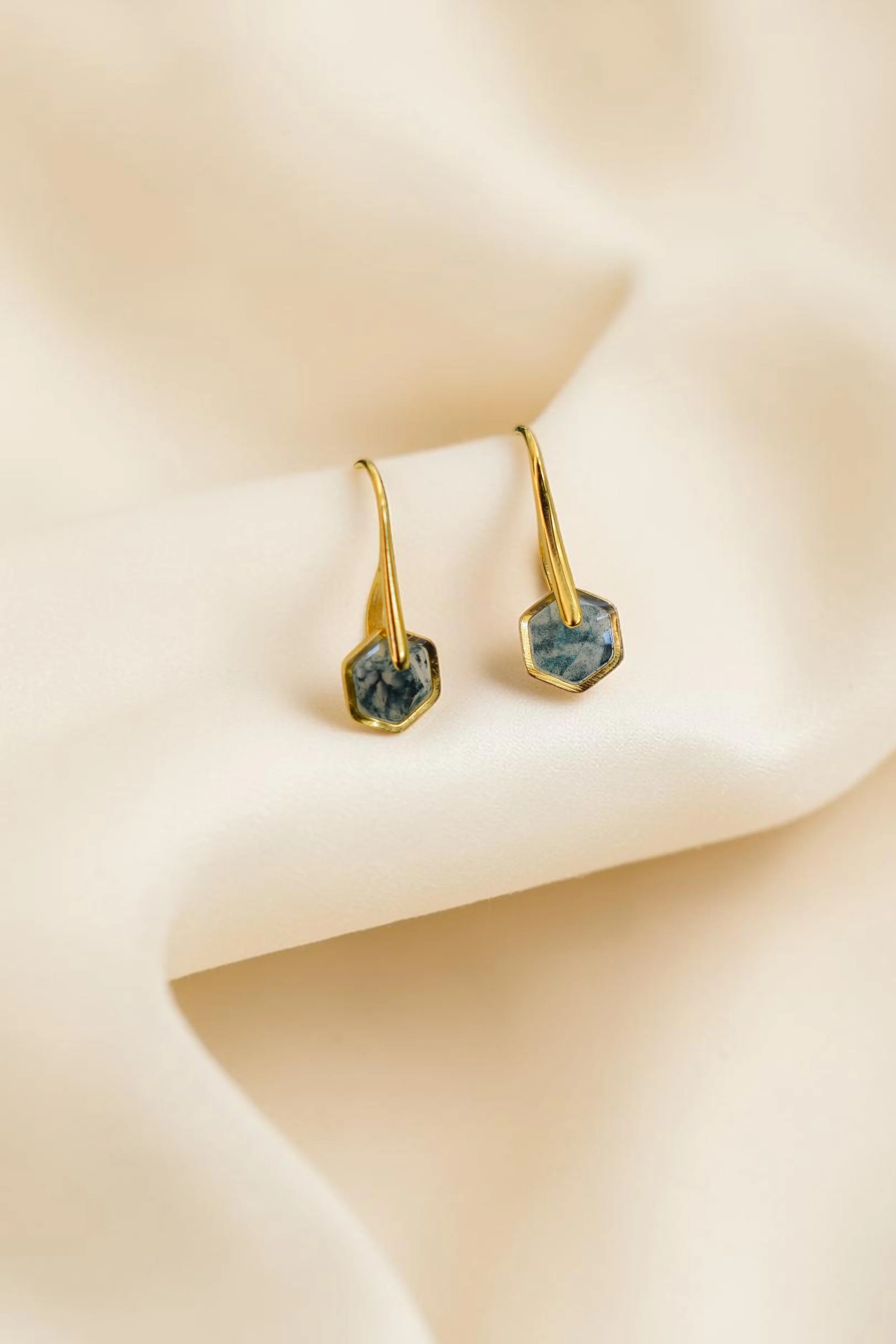 Fomm ir-Riħ Collection - FME62 — Dainty Hexagon Earrings on Hook (Gold Toned)