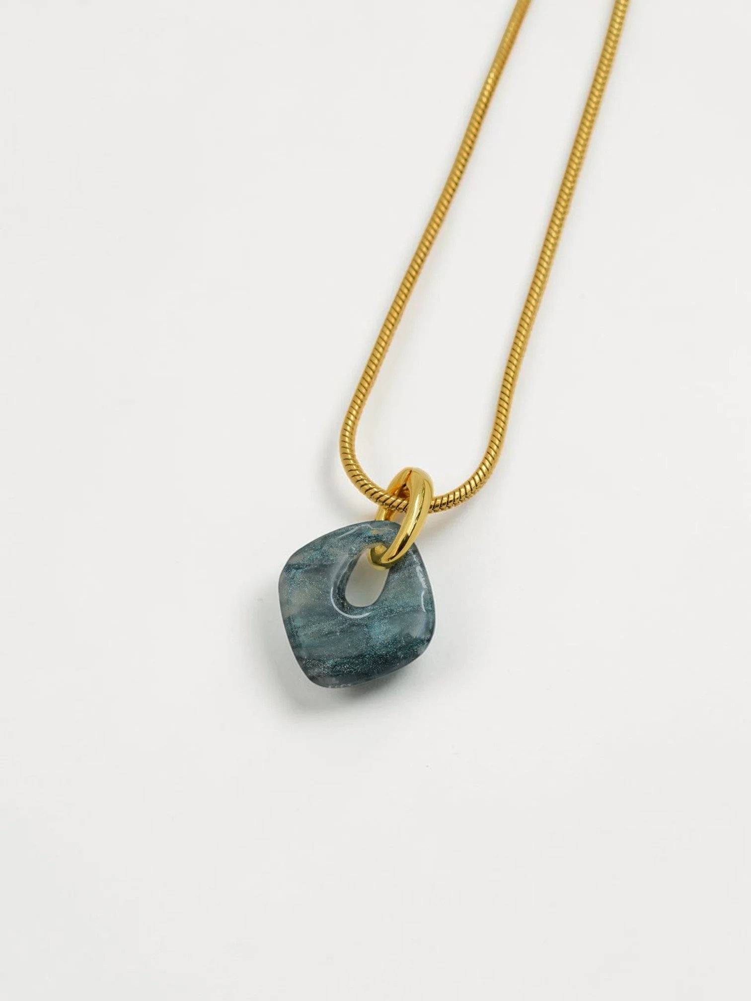 Fomm ir-Riħ Collection - Modern Square Pendant (24k Gold‑Plated Brass)