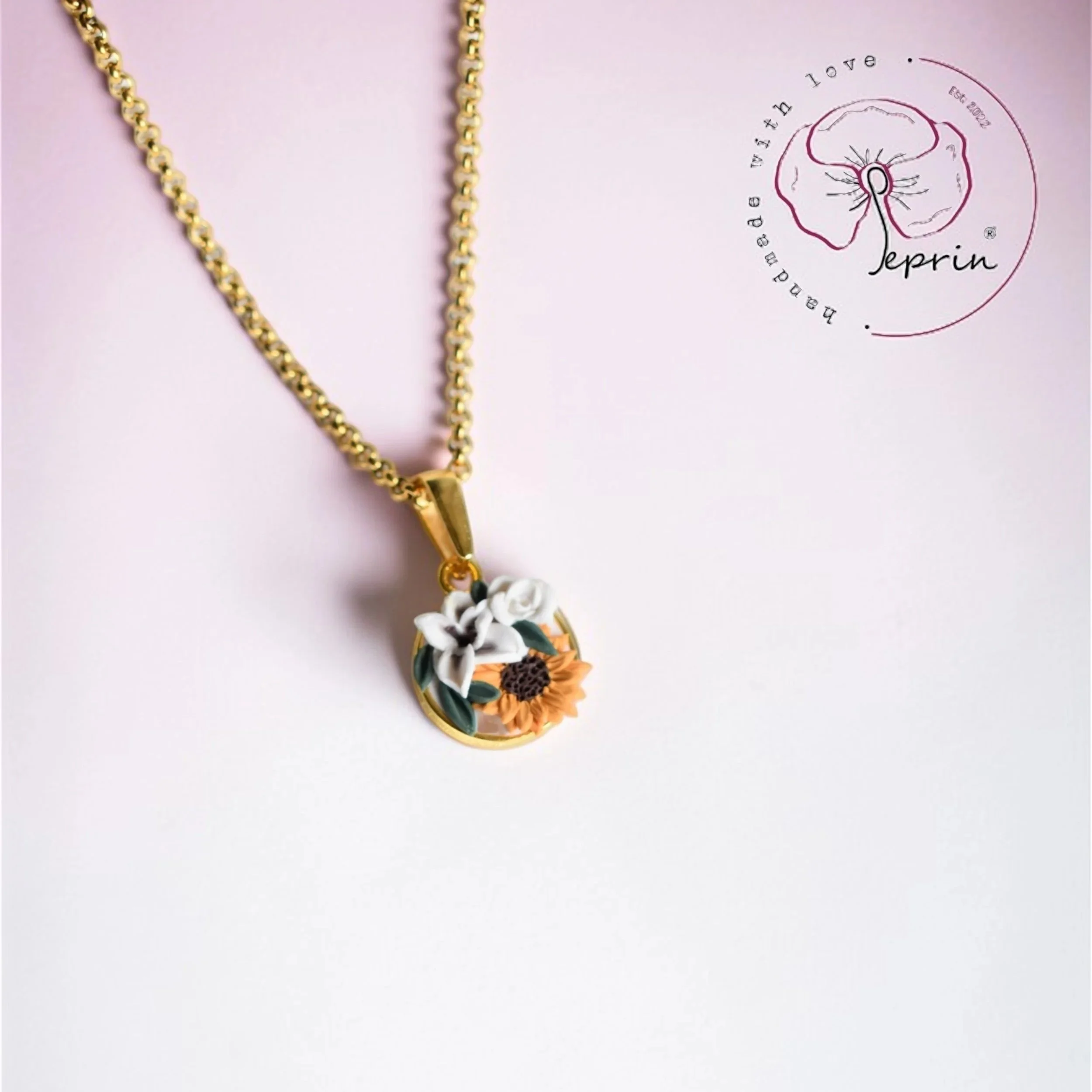 Sunflower & Lily Pendant — Gold Edition