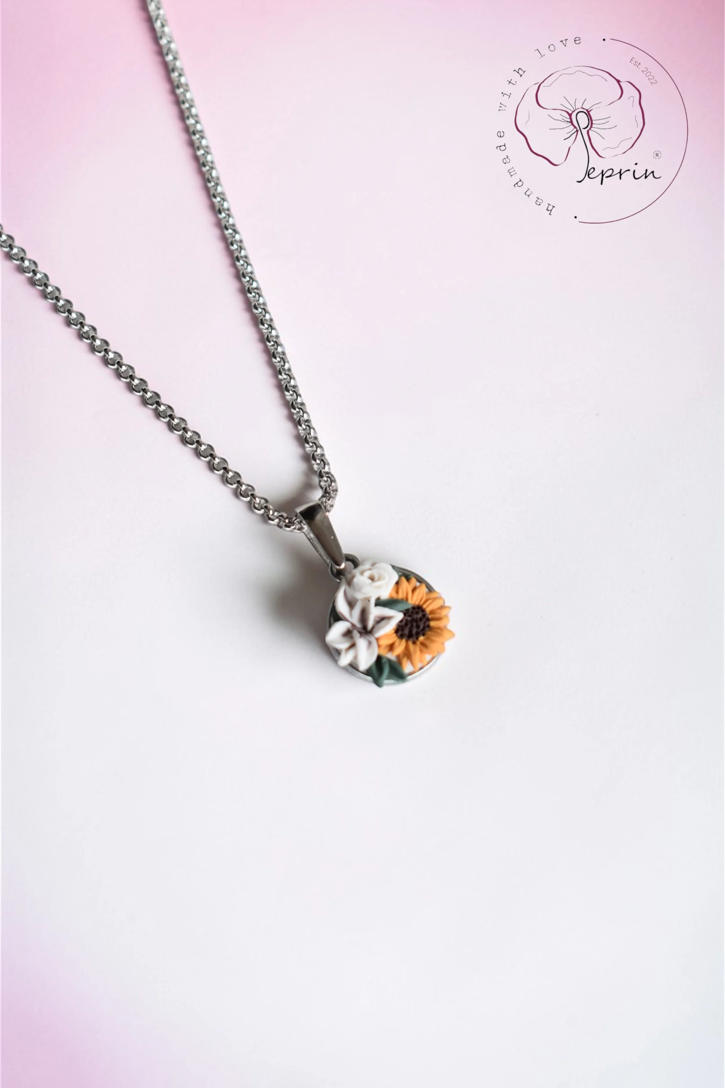 Sunflower & Lily Pendant — Silver Edition